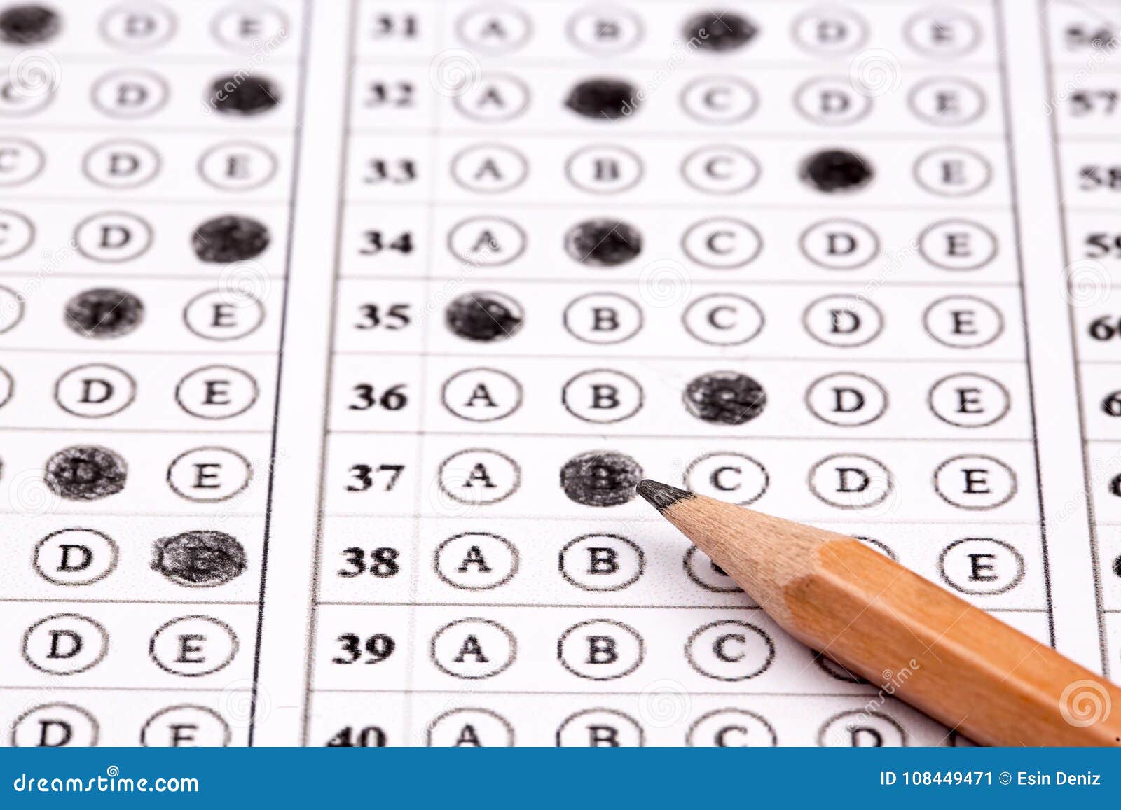 Exam form and pencil stock image. Image of table, check 108449471