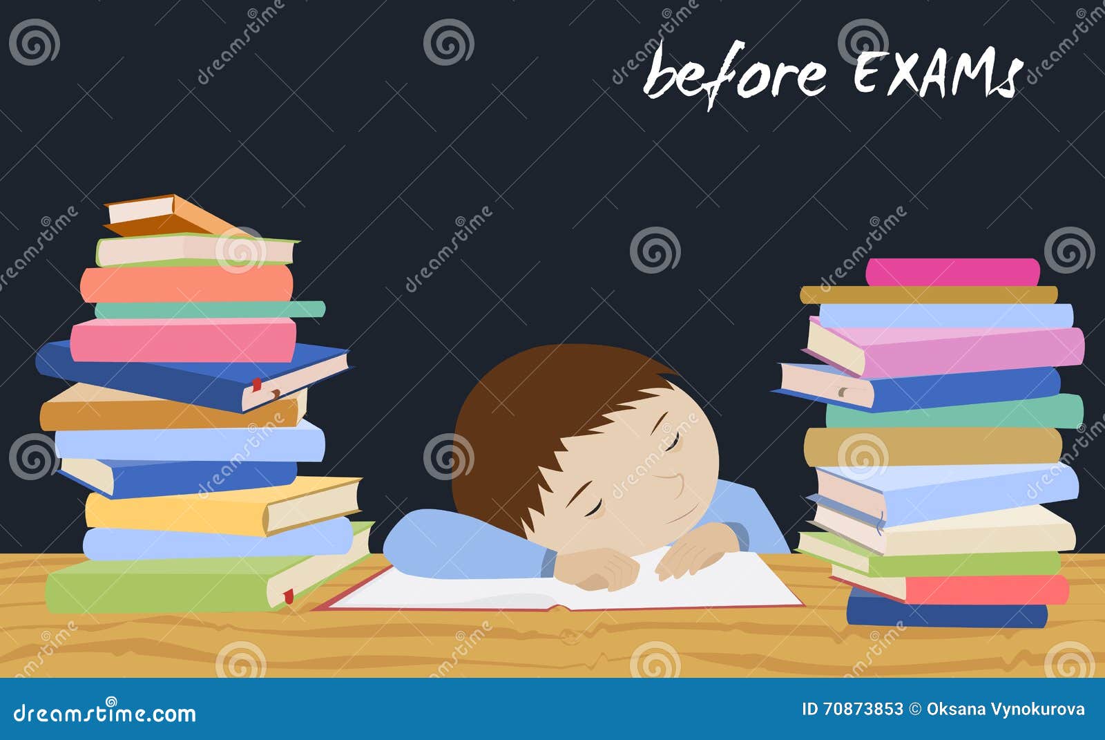 Exam Student Stress. Schoolboy Sleeping on Books. Stock Vector - Illustration of schoolchild, teach: 70873853 Exam Student Stress. Schoolboy Sleeping on Books. Stock Vector - Illustration of schoolchild, teach: 70873853