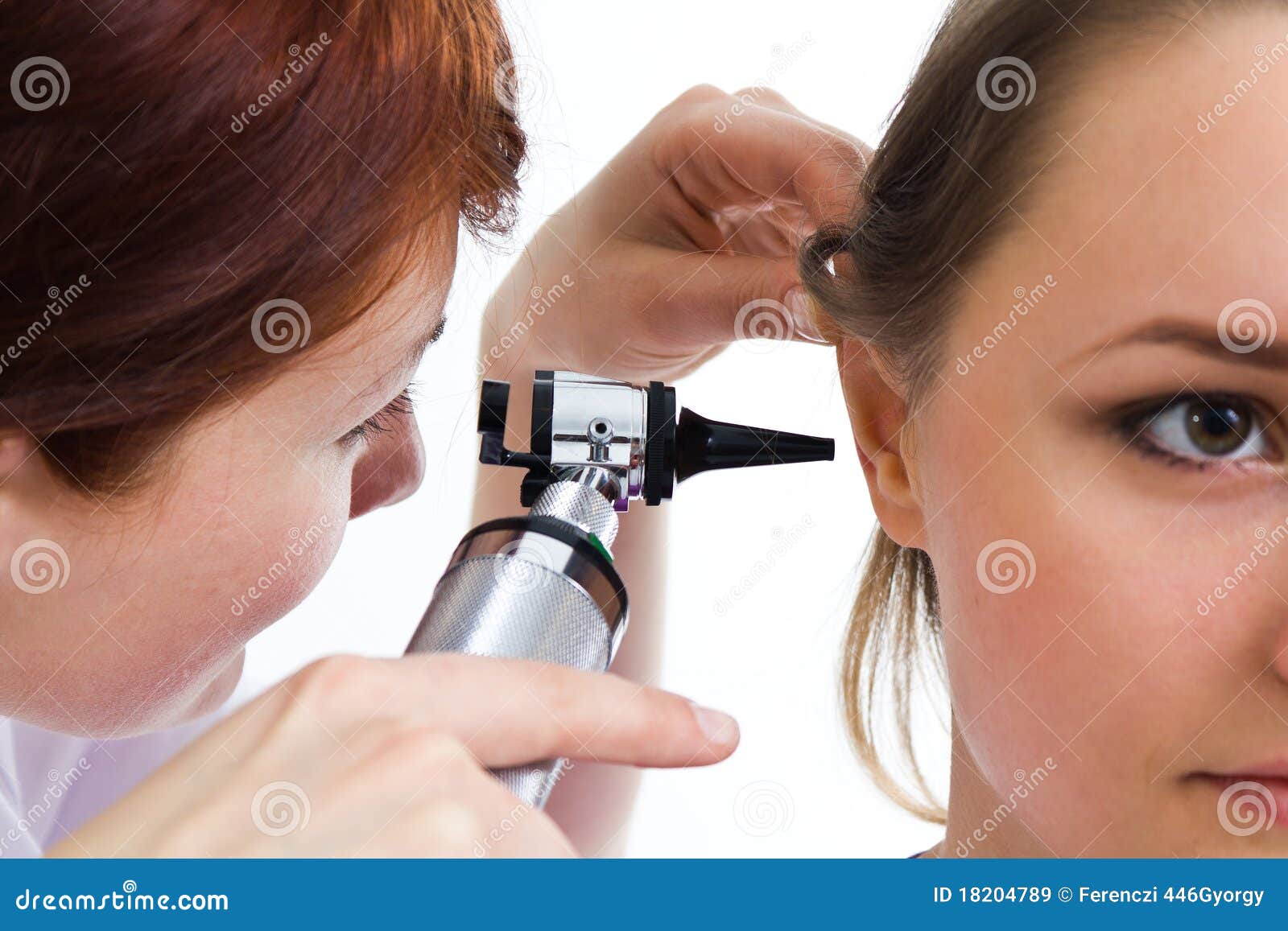 Examination with otoscop stock image. Image of care, patient 18204789
