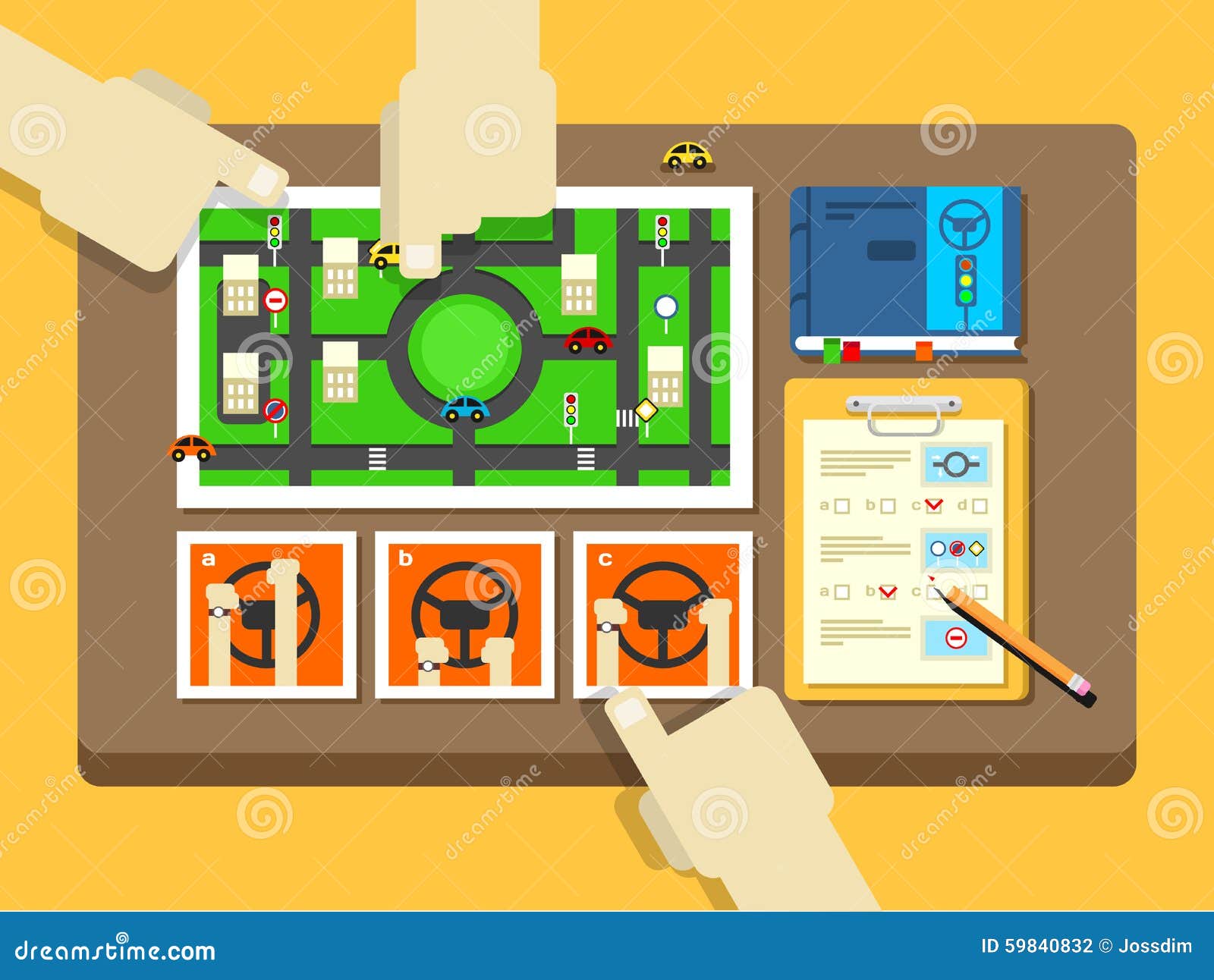 Examination of Traffic Rules Stock Vector Illustration of flat