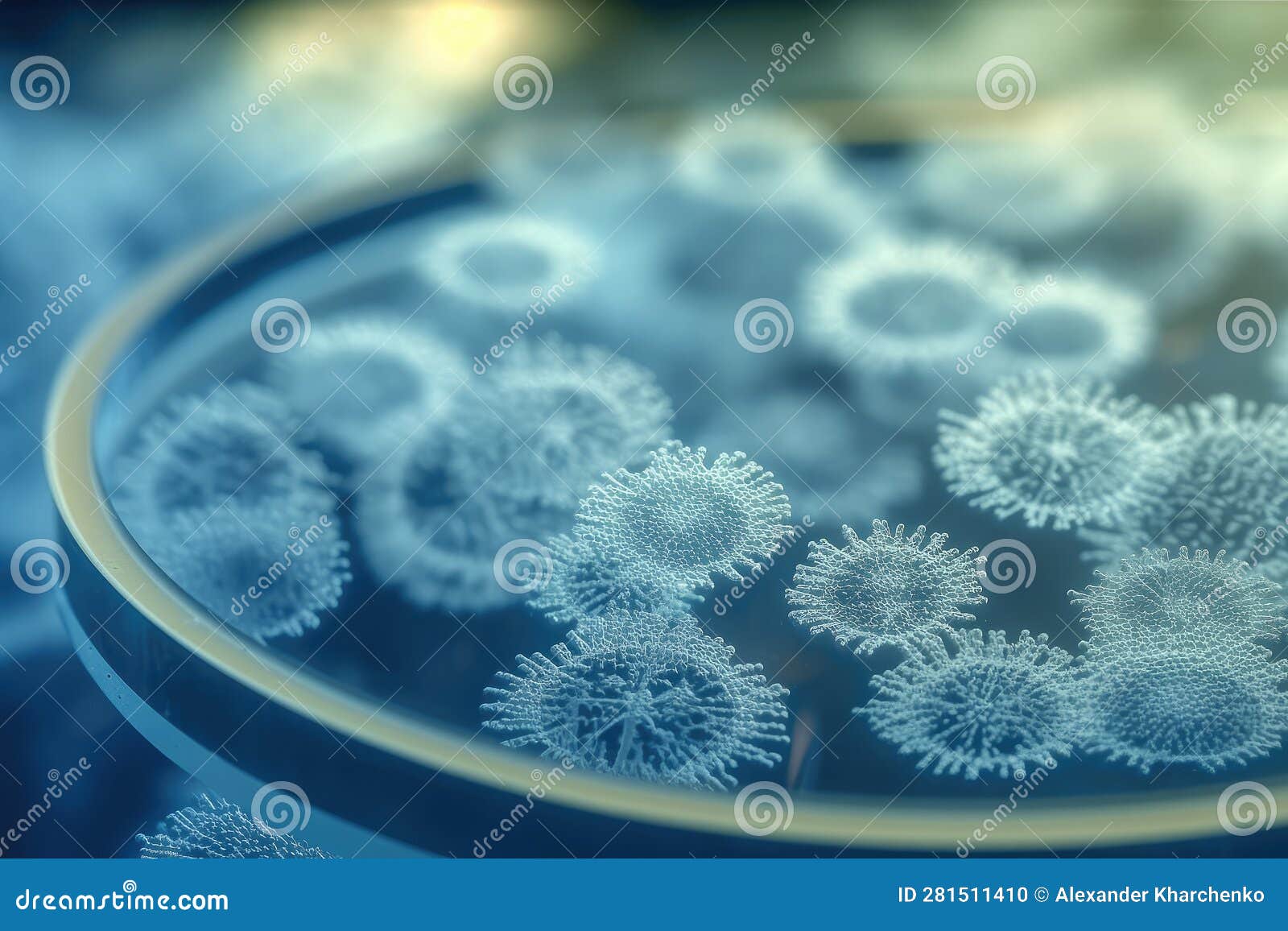 Examining Bacteria Under a Microscope Extreme Closeup. Generative AI