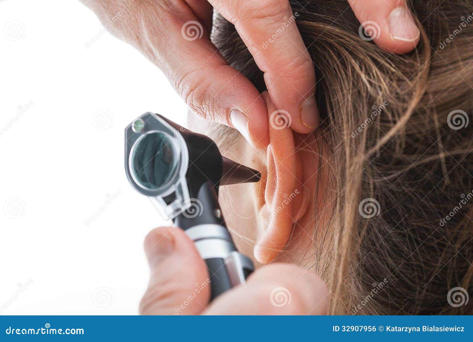 Examining Ear with Otoscope Stock Photo Image of exam, otology 32907956