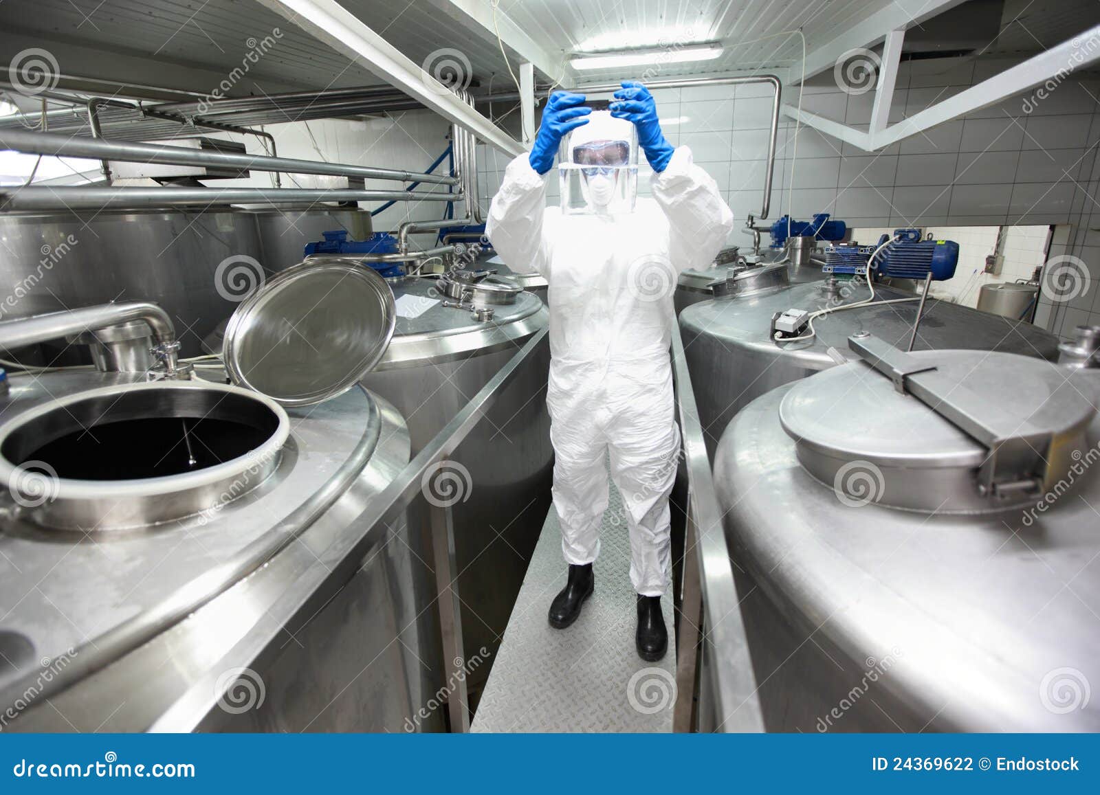Examining Sample Industrial Process Control Stock Photo Image of