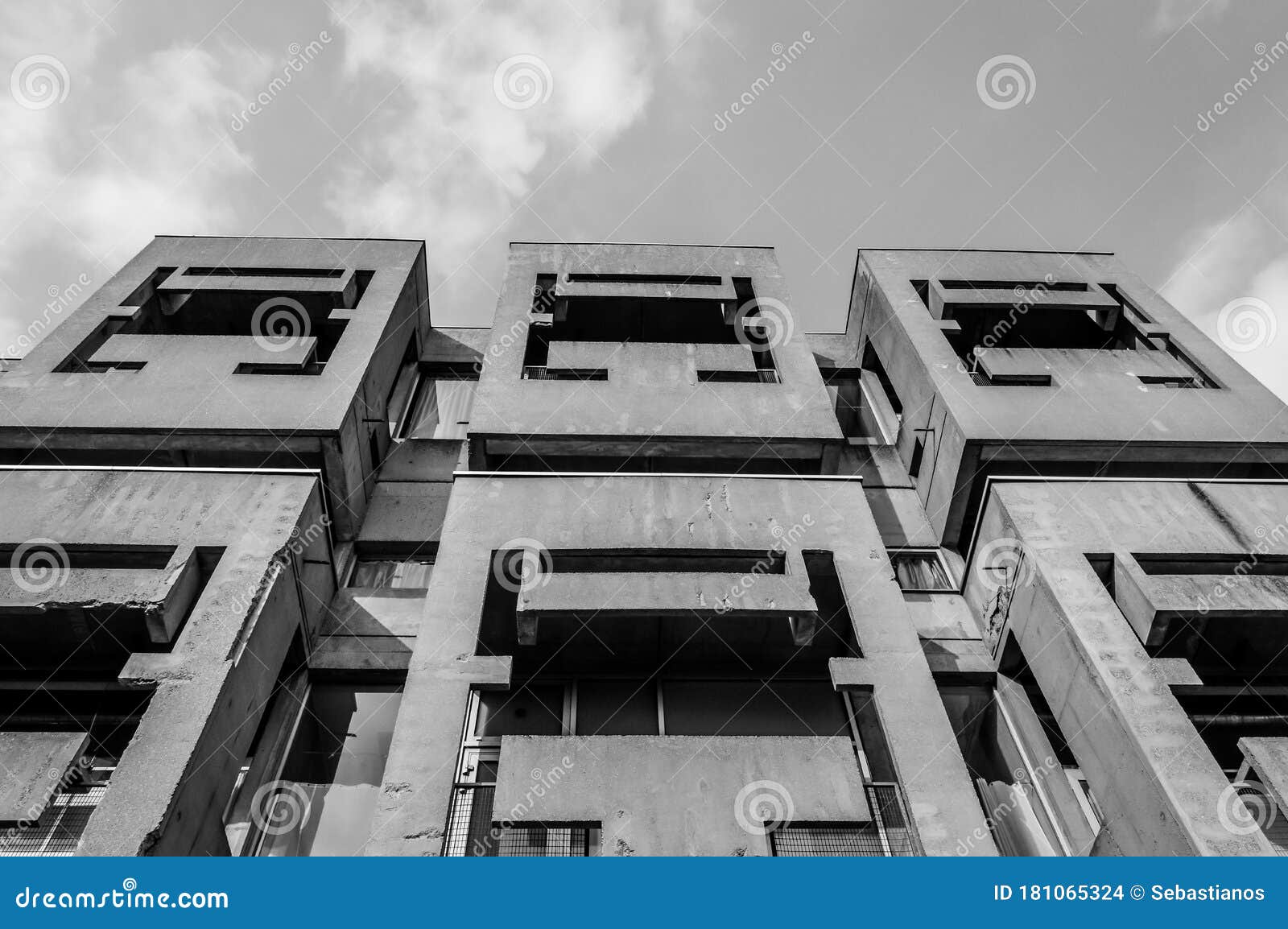 example of brutalist architecture style. details of brutalist concrete building.