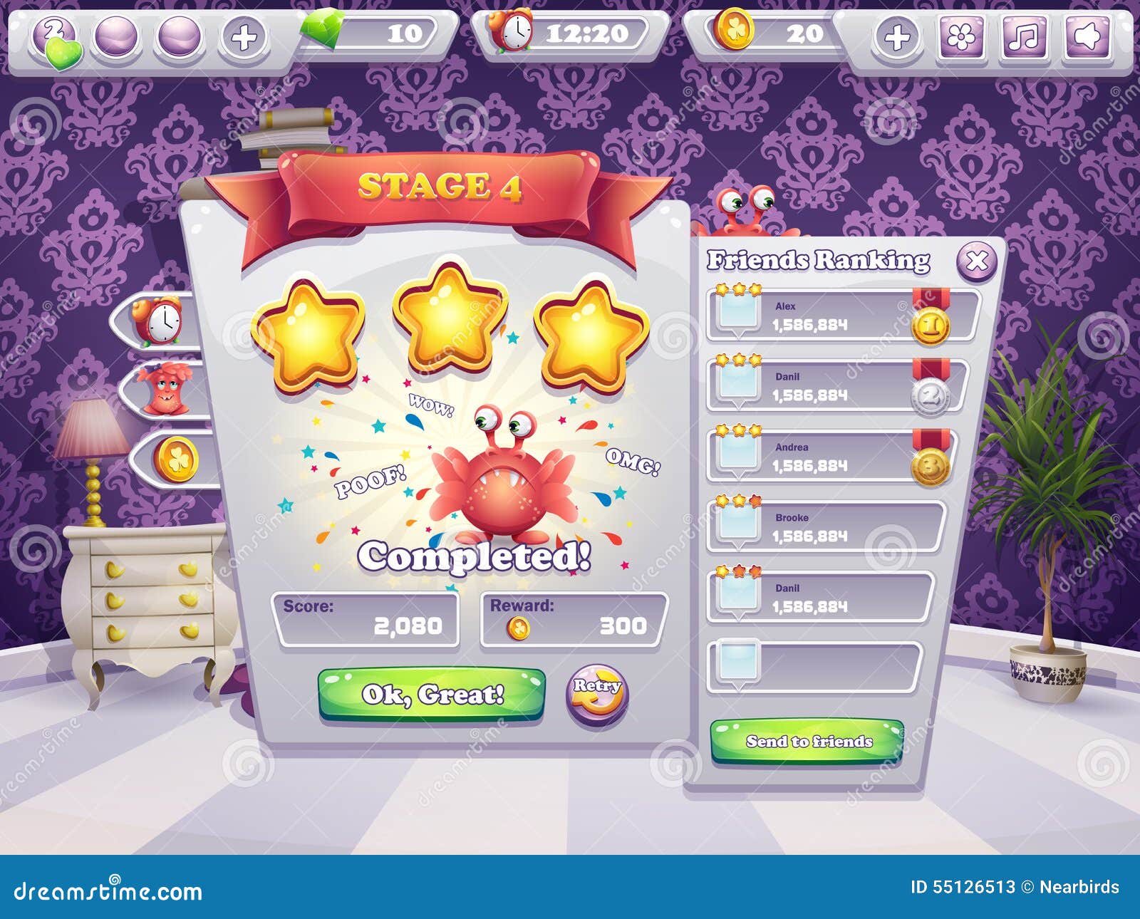 example of completing the level in a computer game monsters