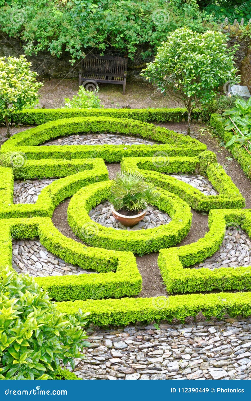 formal garden and small maze stock image - image of hedge