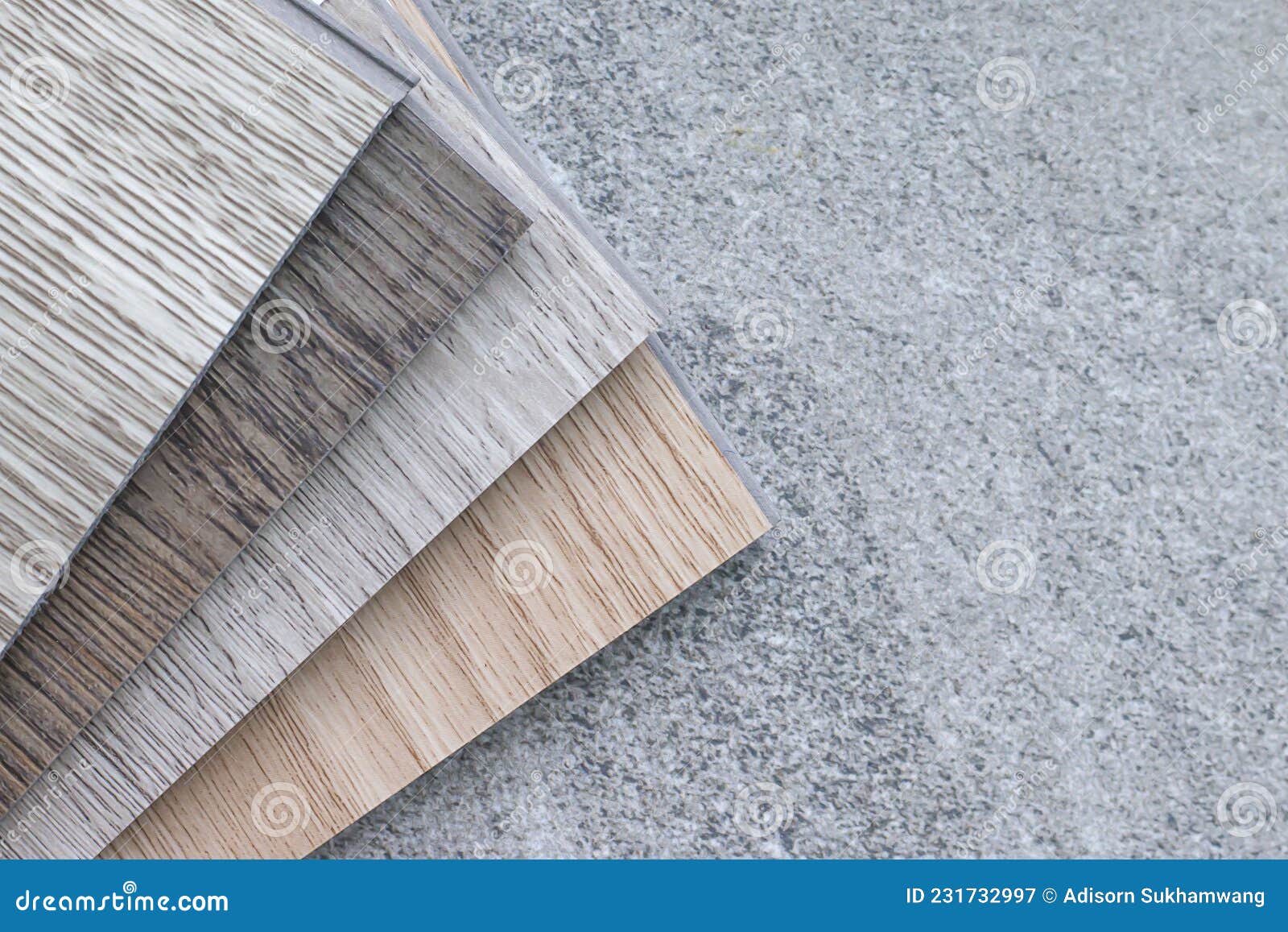 Examples of Readymade Vinyl Flooring for Interior Work Stock Image