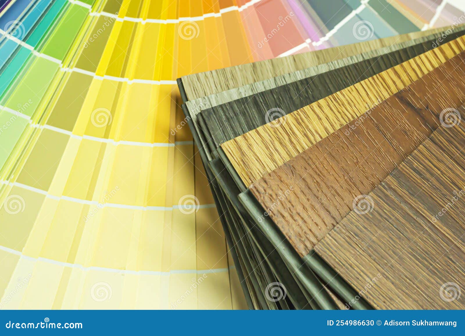 Examples of Readymade Vinyl Flooring for Interior Work Stock Photo