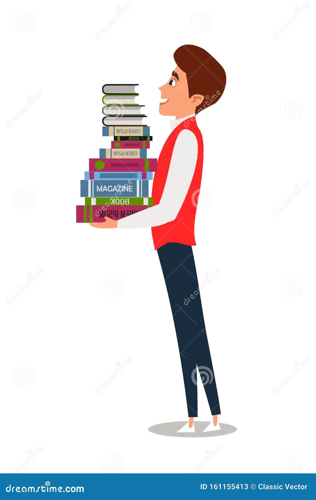 Exams Preparation Flat Vector Illustration. Smart College, University  Student Carrying Textbooks Cartoon Character Stock Vector - Illustration of  bookcase, learn: 161155413