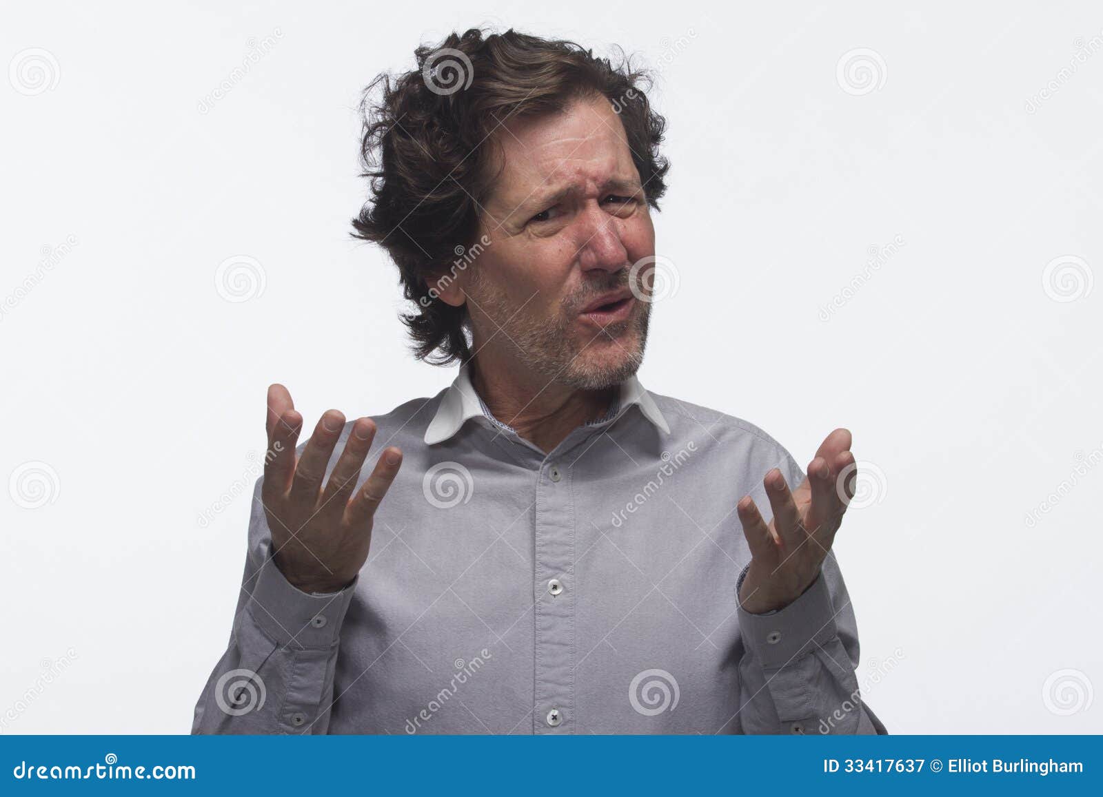 Exasperated Man Making Hand Gestures Horizontal Stock Image Image Of Stand Vexation