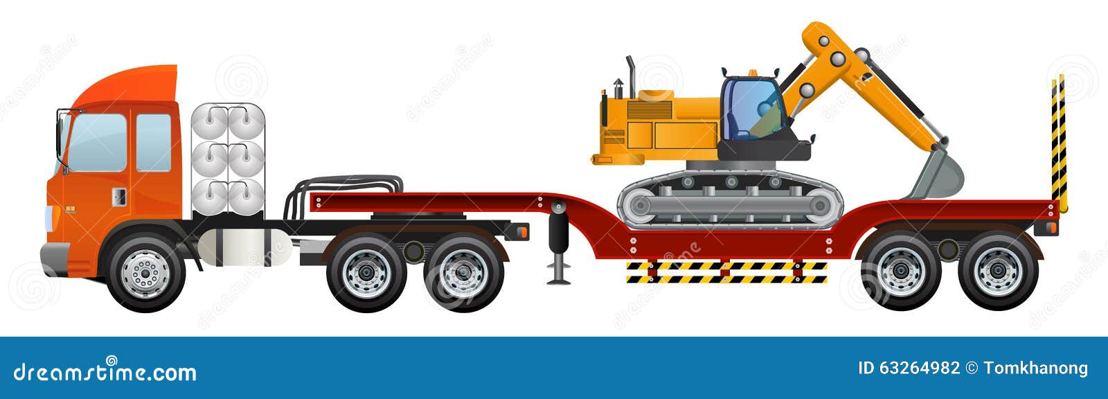 Download Excavator On Big Truck Trailer Vector Design. Stock Vector - Illustration of shape, trailer ...