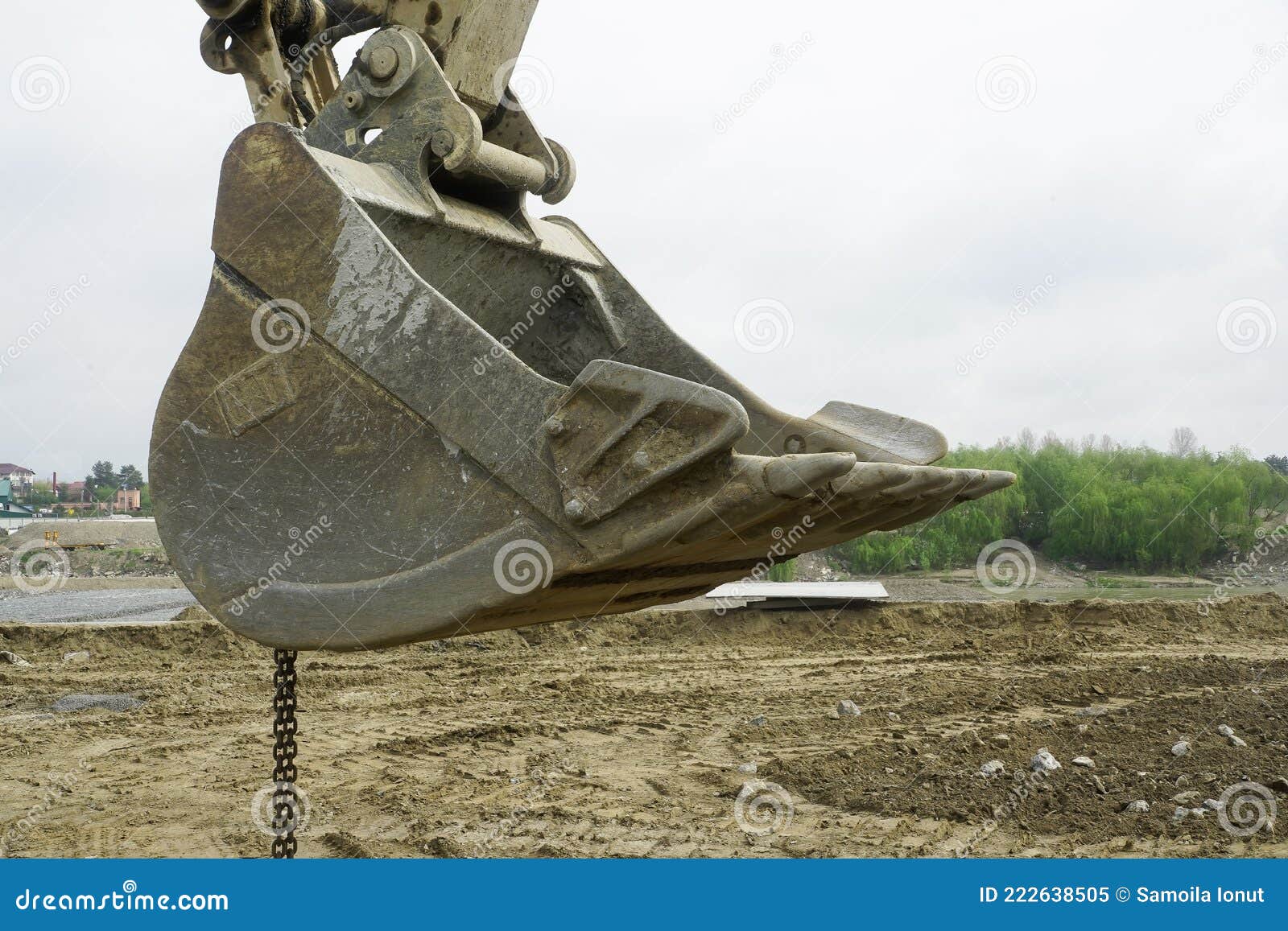 Excavator Bucket. Bucket of an Excavator on a Construction Site. Detail