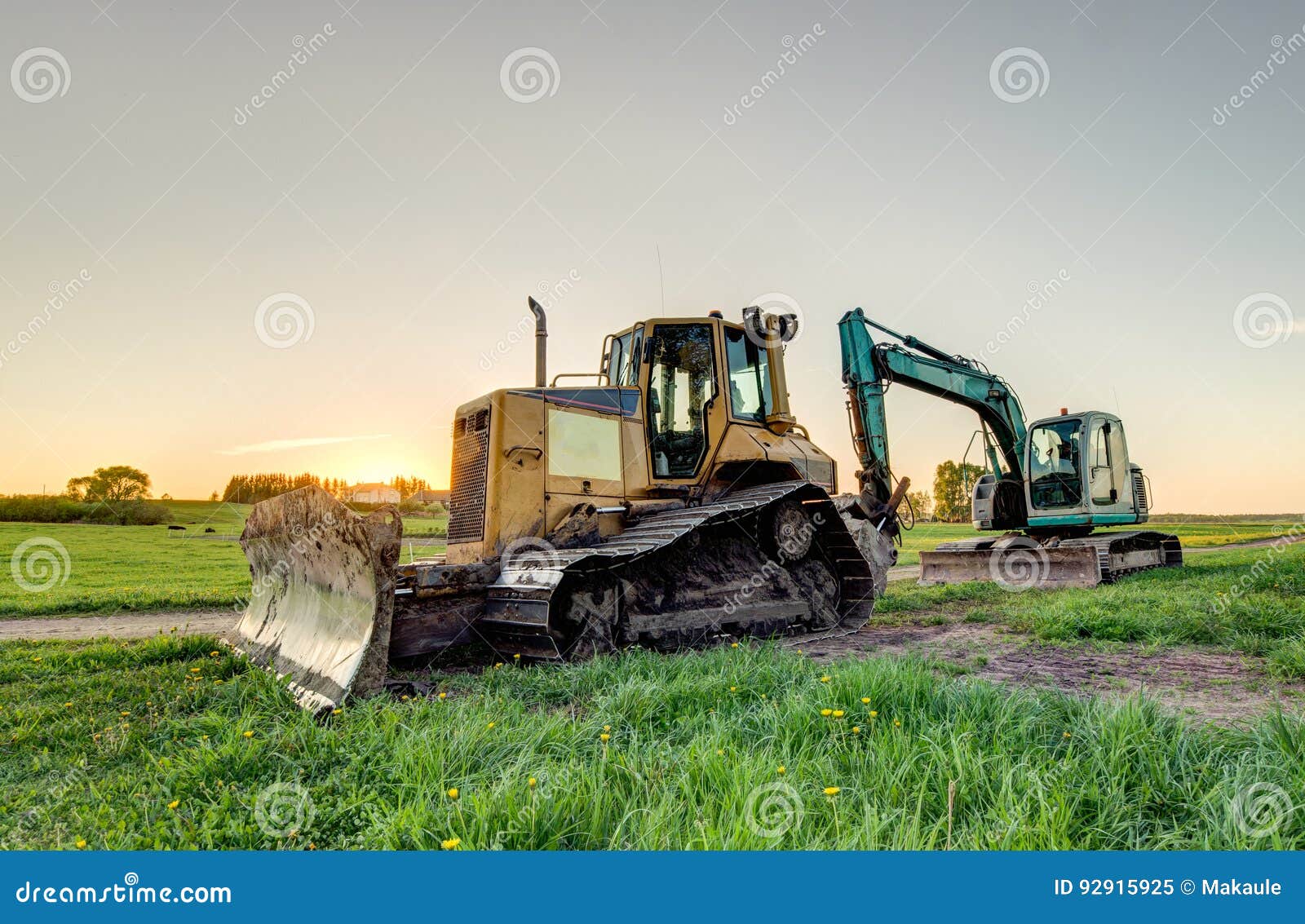 The Excavator and Bulldozer. Stock Image Image of tools, mover 92915925