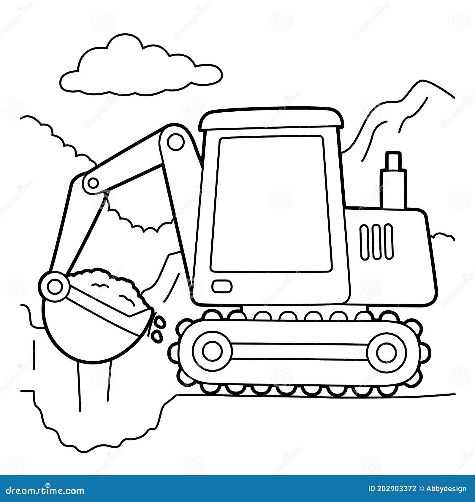 Excavator Coloring Page stock vector. Illustration of excavation ...