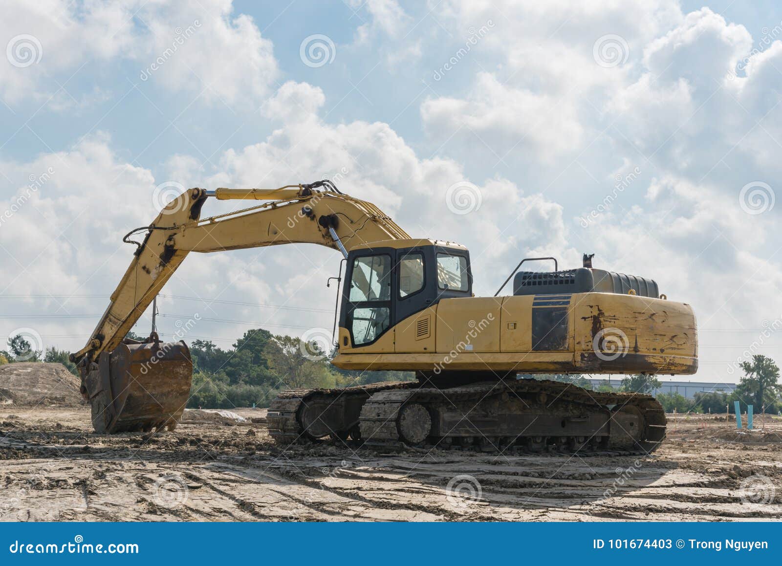 Excavator at Construction Site in Houston, Texas, USA Stock Image