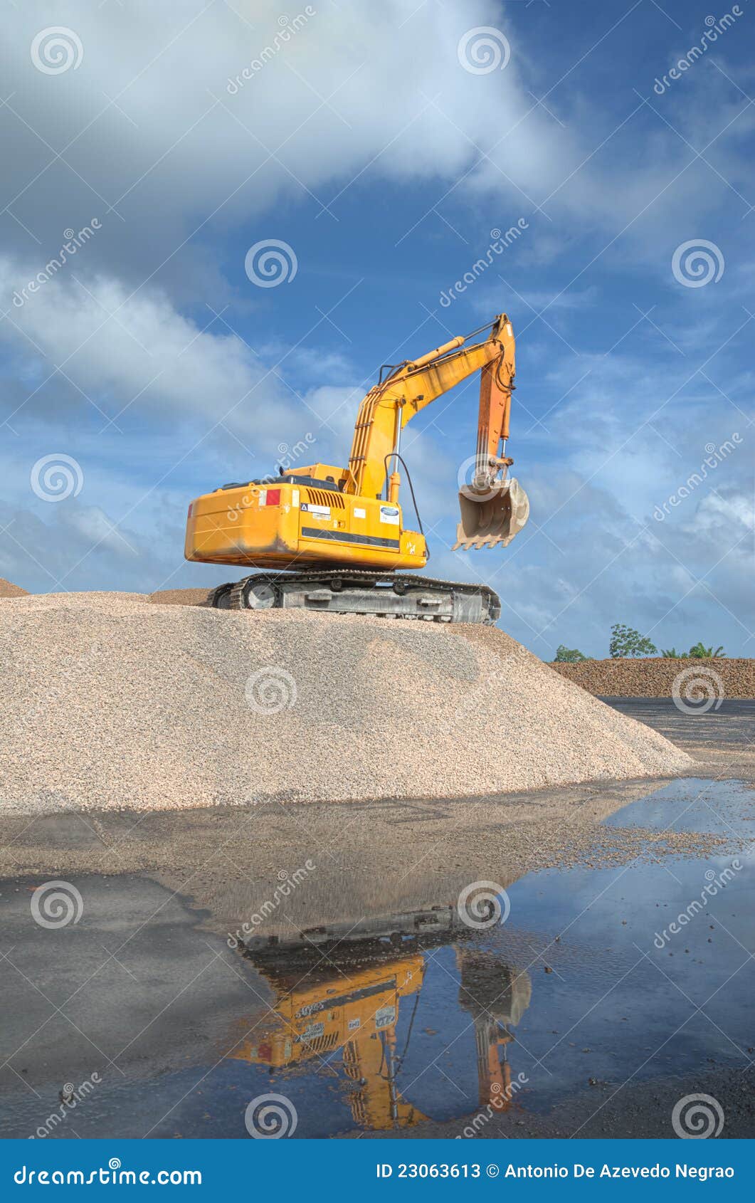 excavator in a limestone