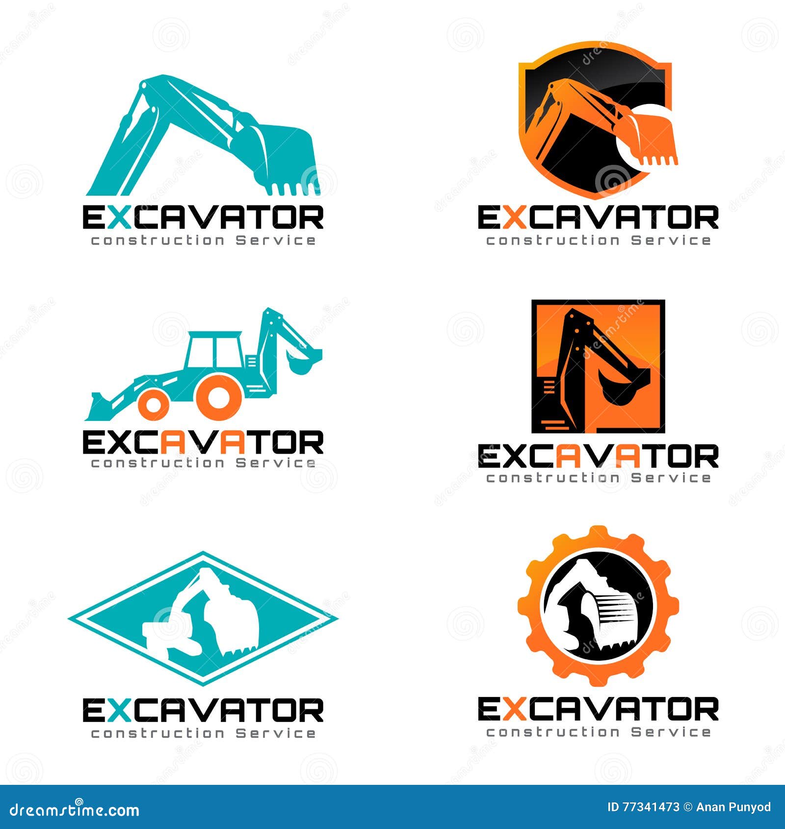 excavator and logo   set 
