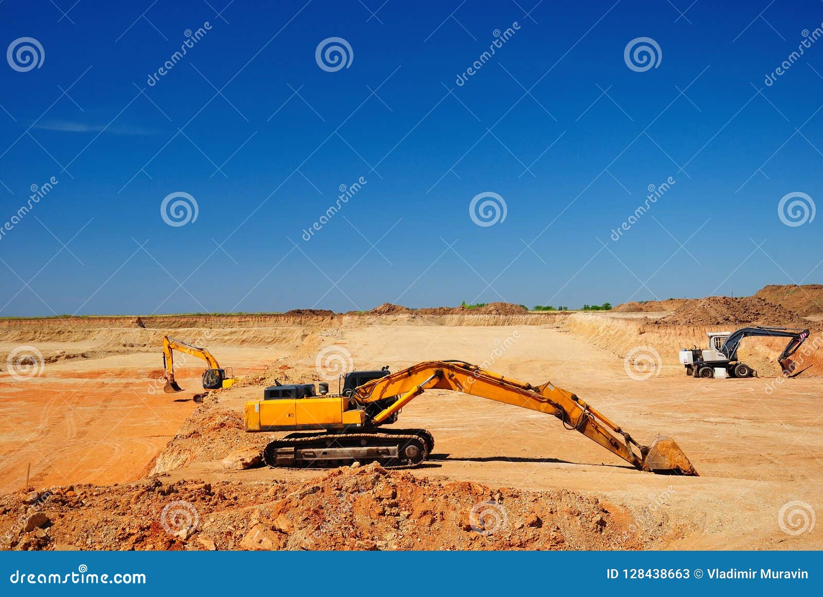 Excavator in a Quarry during Excavation Stock Image Image of heavy