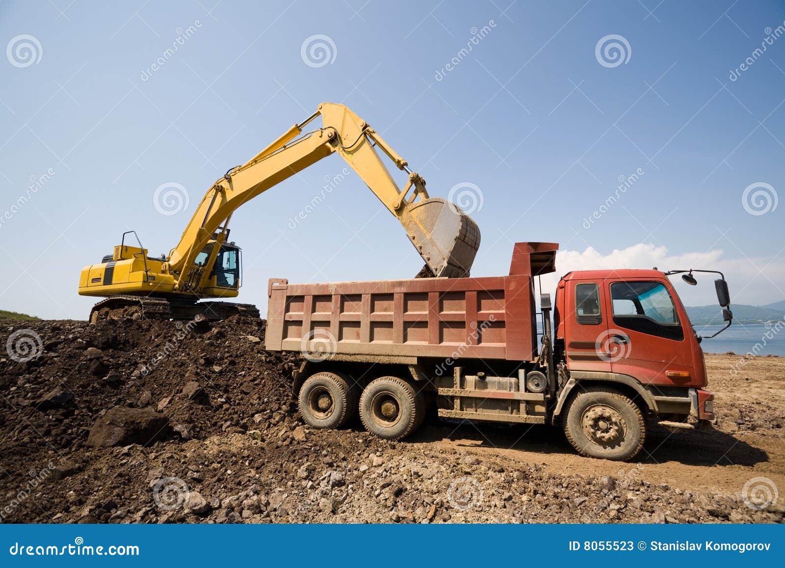 Excavator and truck stock image. Image of move, labor 8055523