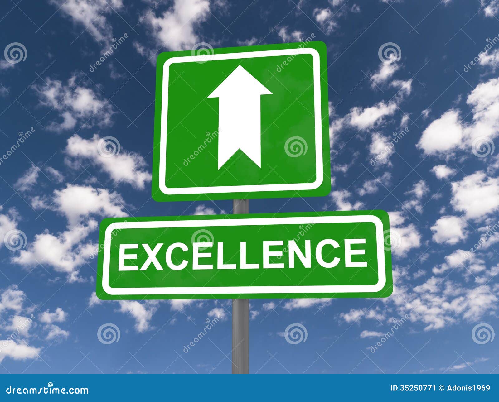excellence sign with up arrow