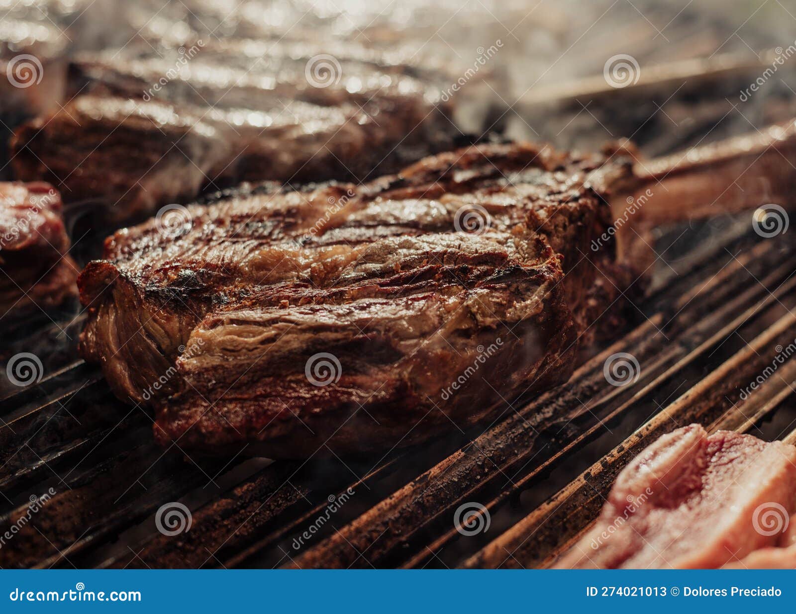 Excellent Pieces of Argentinian Beef on a Charcoal Grill Stock Image