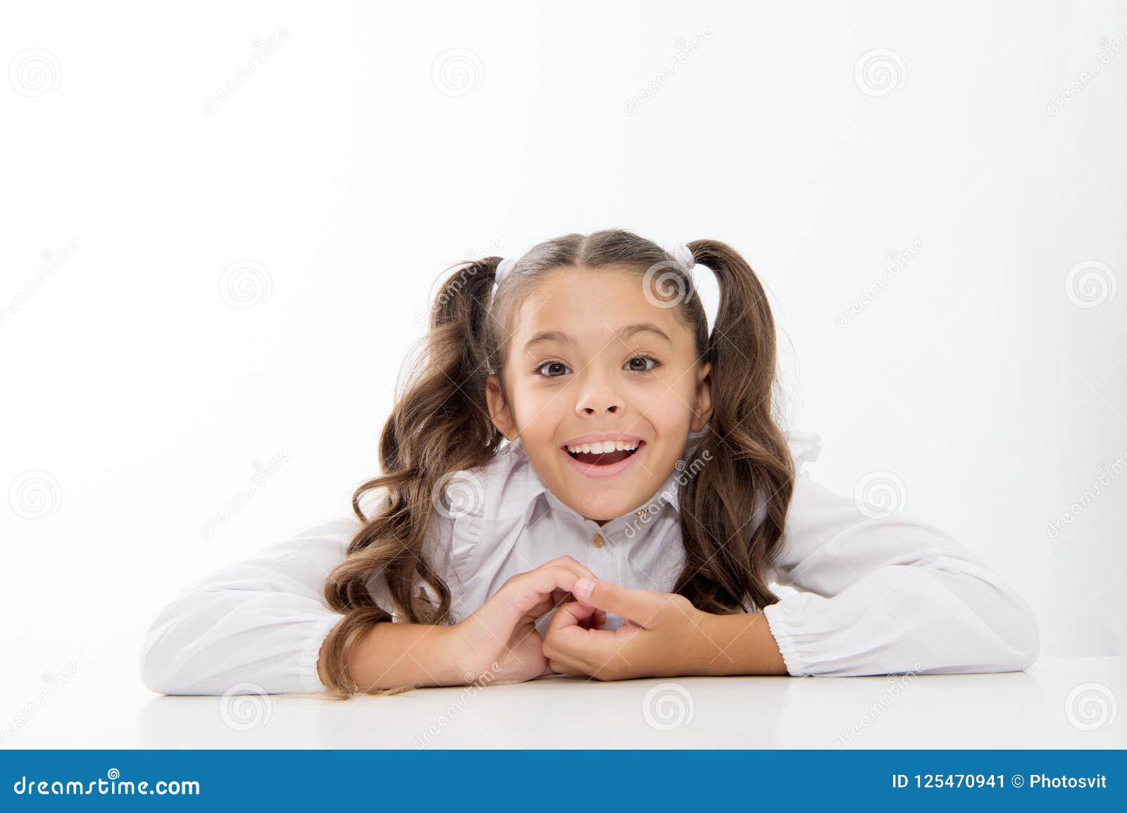 Excellent Pupil Lean On Desk Isolated White Perfect