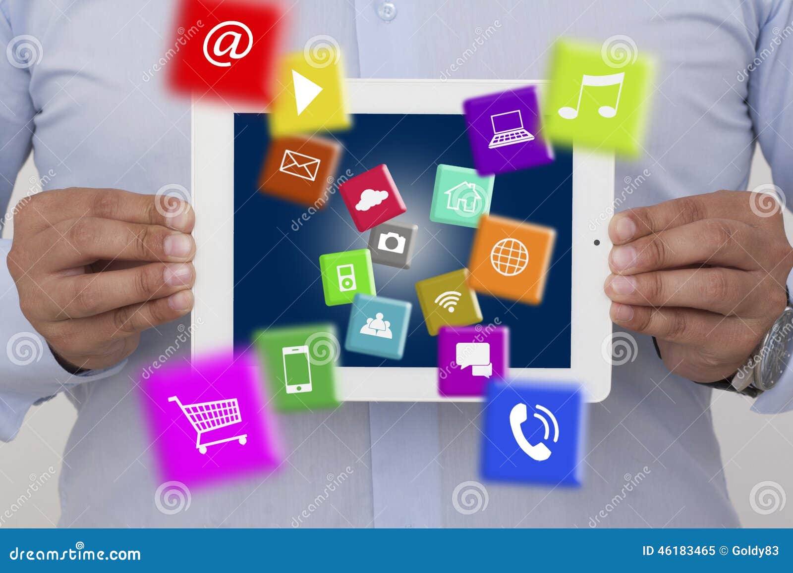 Exchange apps stock image. Image of hand, copy, finger 46183465