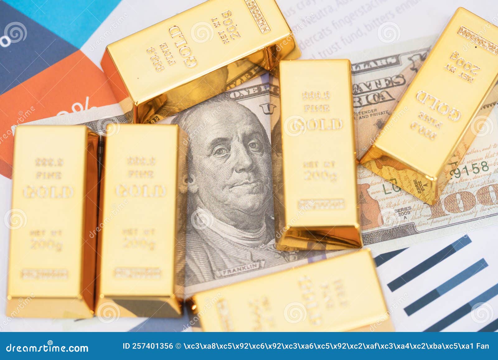 Exchange between Gold Prices and US Dollars Stock Photo Image of still, bullion 257401356