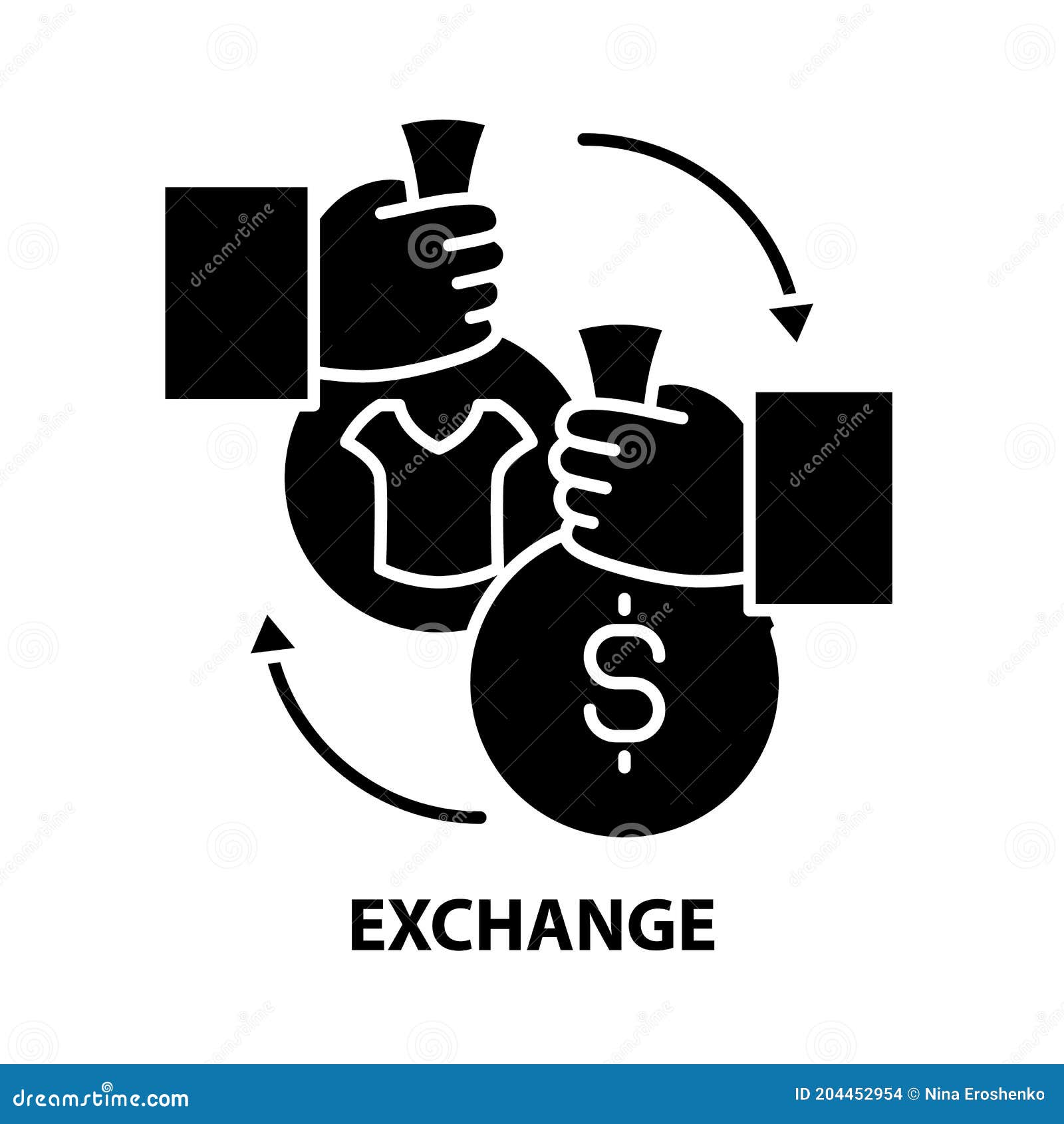 Exchange Icon, Black Vector Sign with Editable Strokes, Concept Illustration Stock Illustration