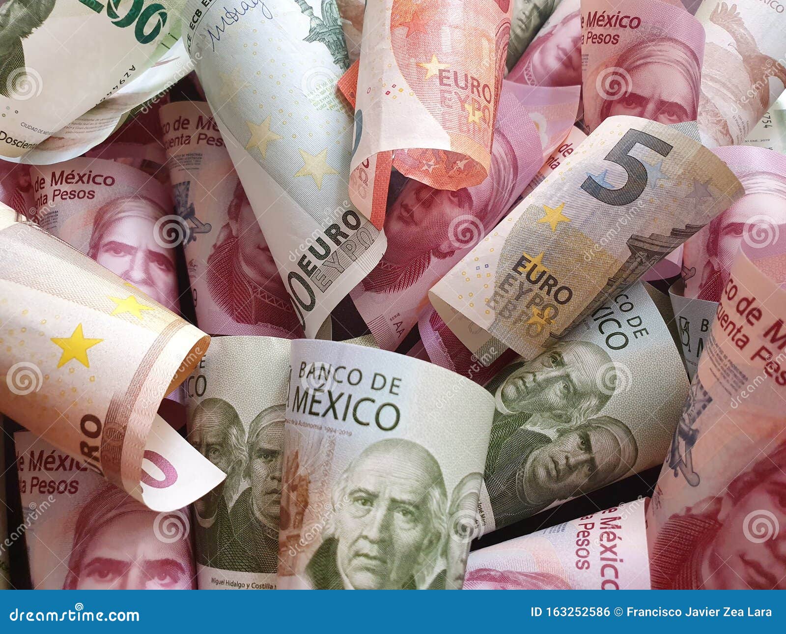 Exchange Rate Of Mexican And European Money Stock Photo - Image of currency, finance: 163252586