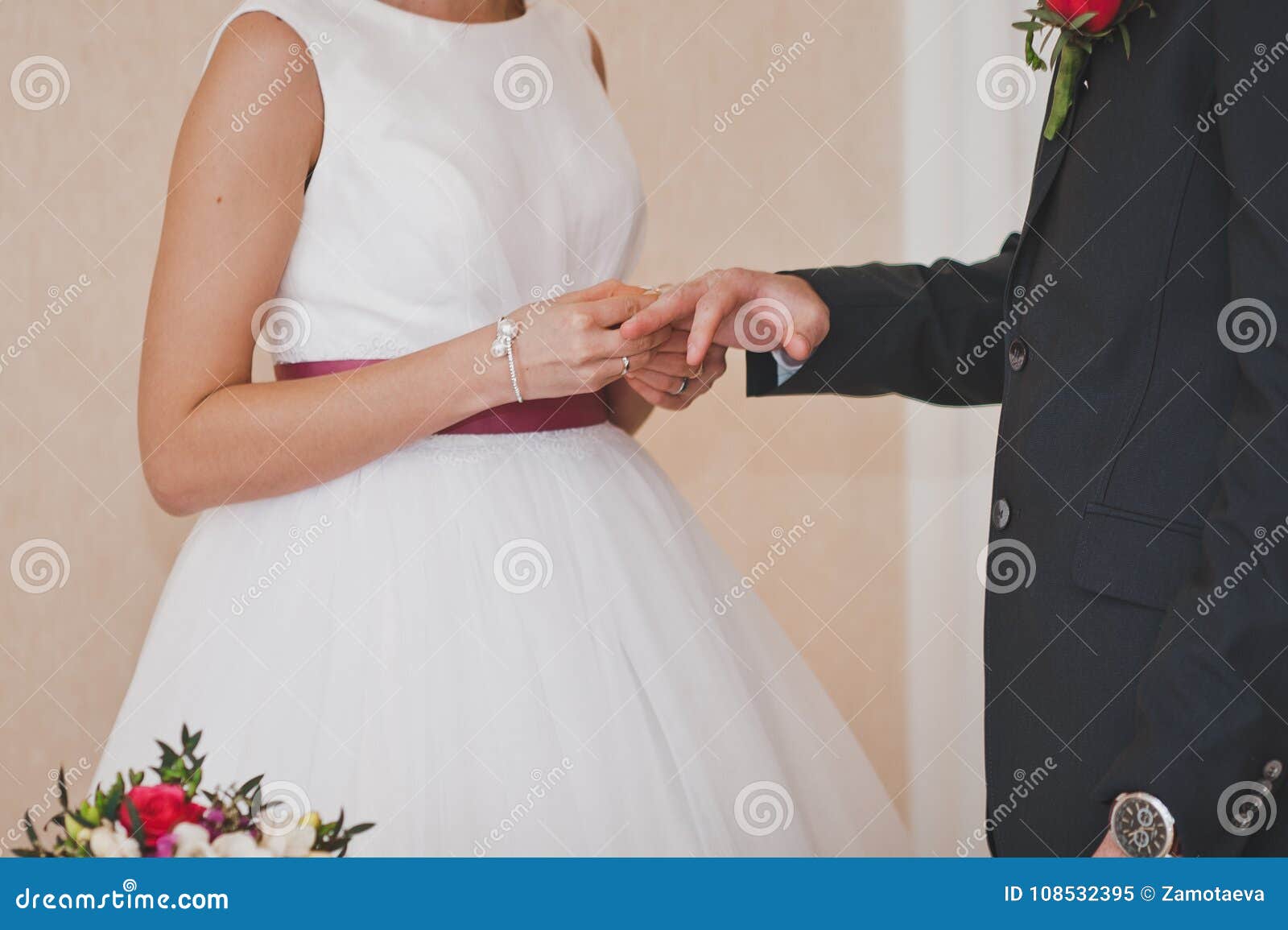 The Exchange of Wedding Rings during the Ceremony 8486. Stock Image