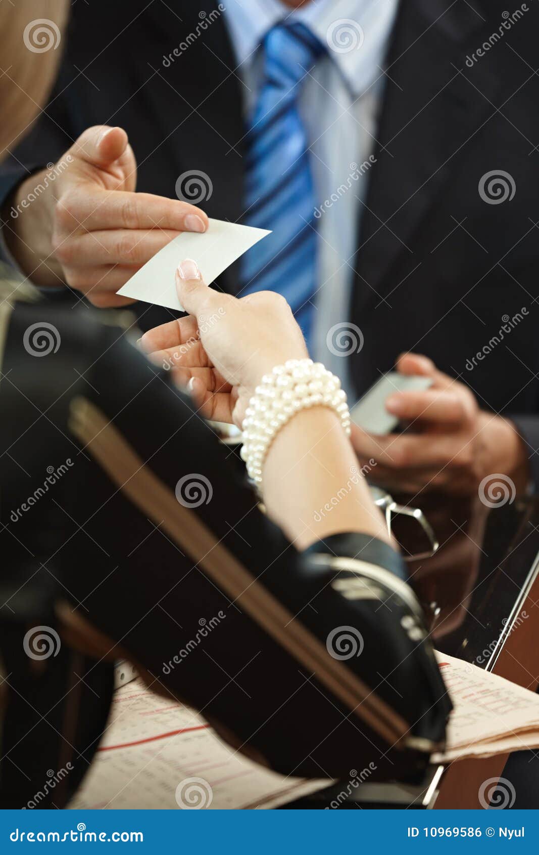 exchanging business card