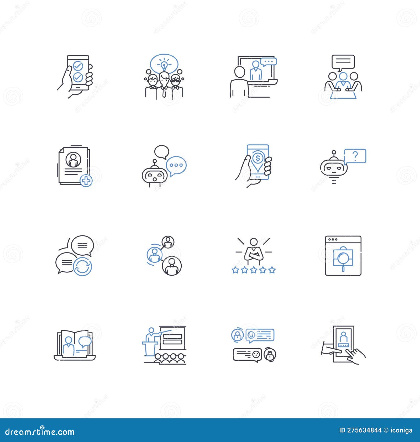 exchanging news line icons collection. communication, information, reports, scoop, update, sharing, bulletin  and