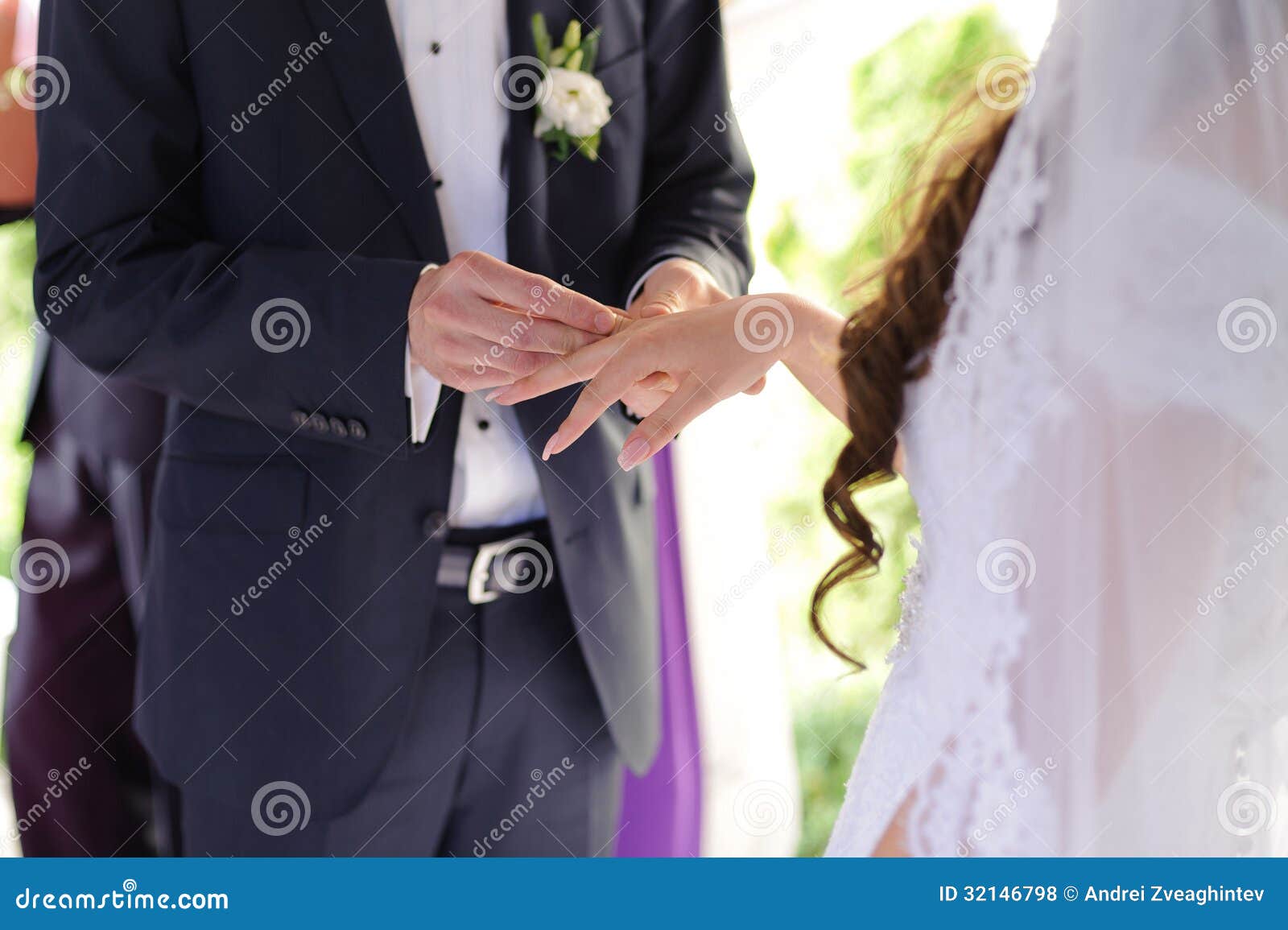 Exchanging Wedding Rings during Ceremony Stock Photo Image of
