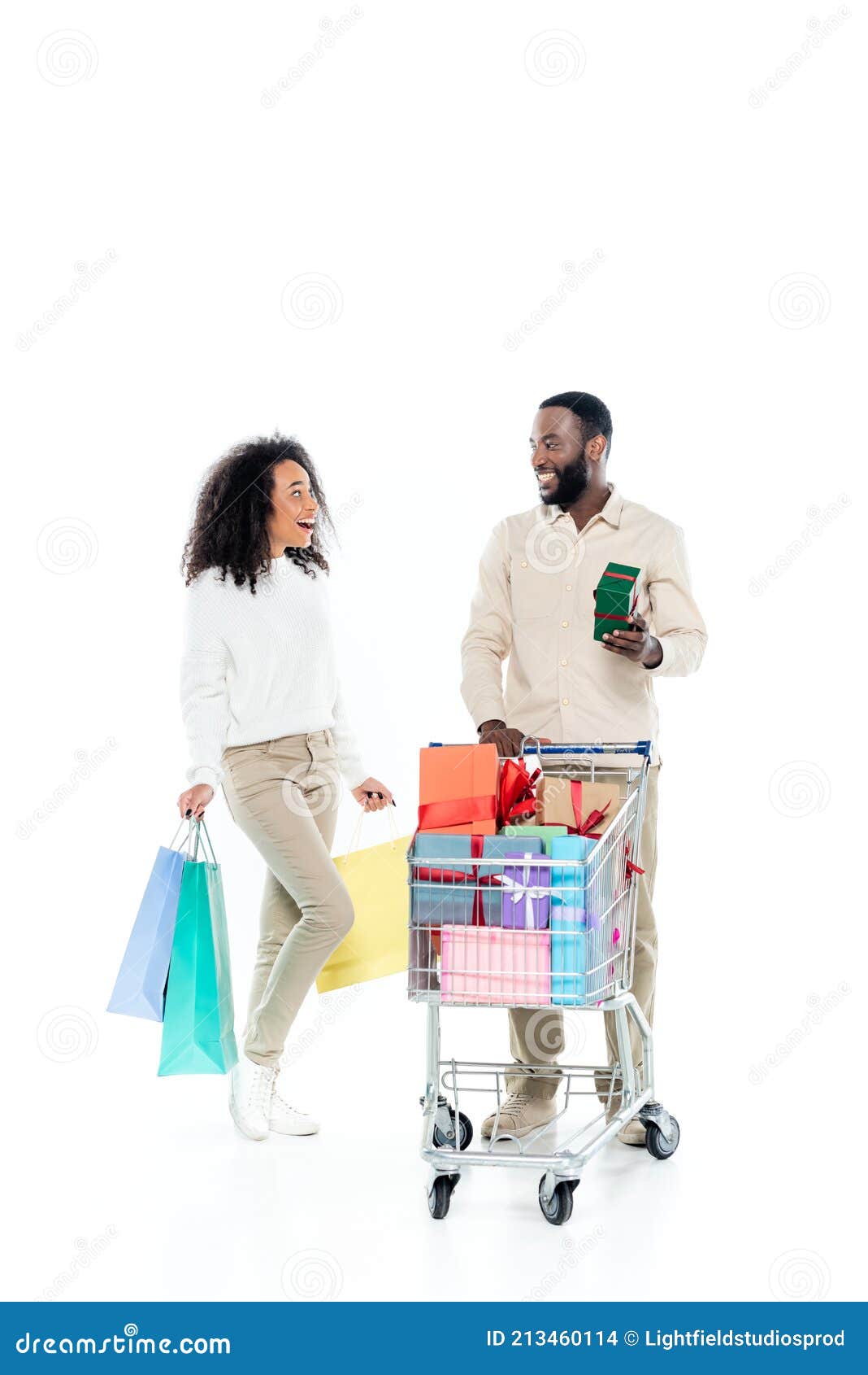 Excited African American Woman Looking at Stock Photo - Image of family ...