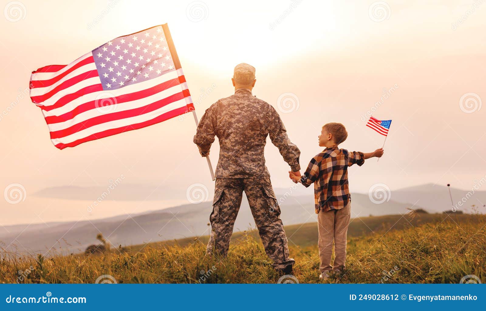 presentation of flag to family kneeling