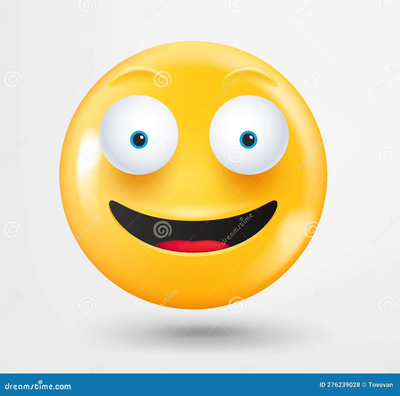 Excited Emoticon 3d Vector. Emoji Isolated on White Background Stock ...