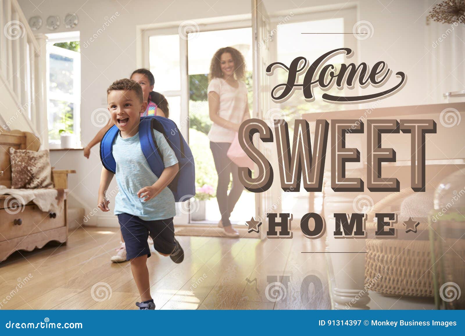 Excited Family at New Home Sweet Home Stock Image - Image of ...