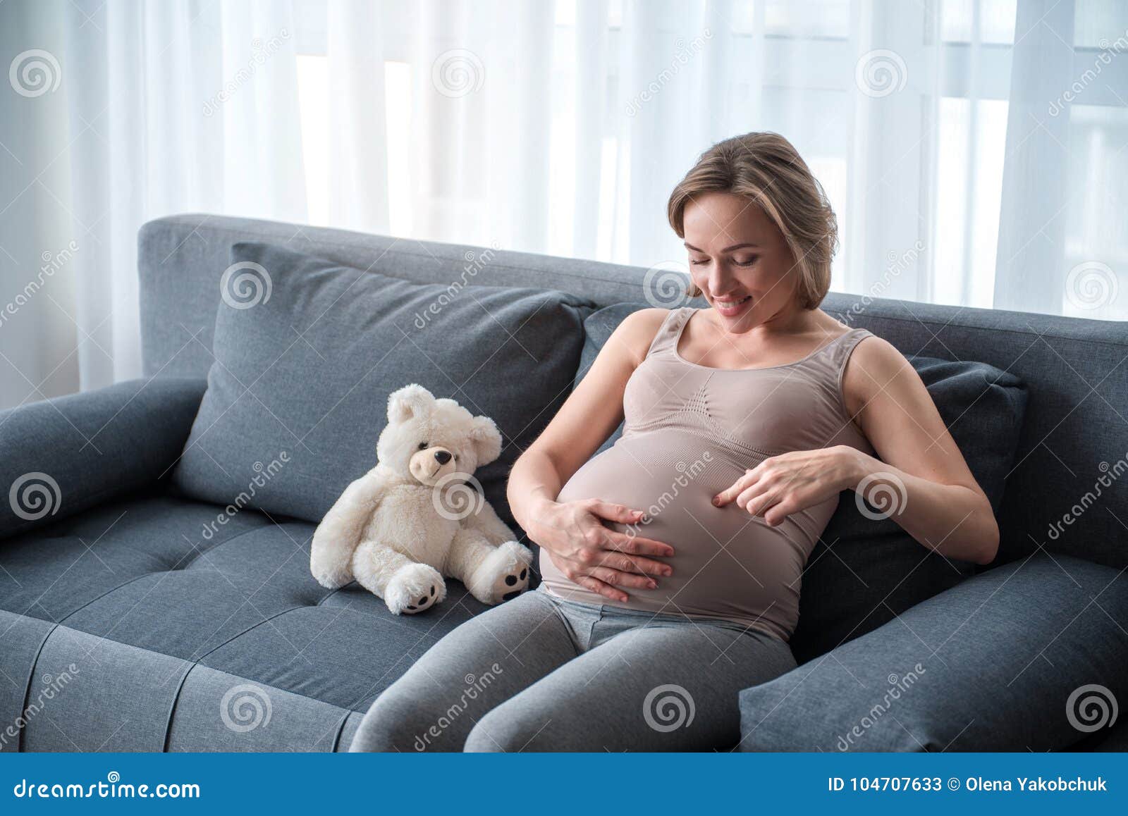 Joyful Expectant Mother Having Fun At Home Stock Image Image Of Birth