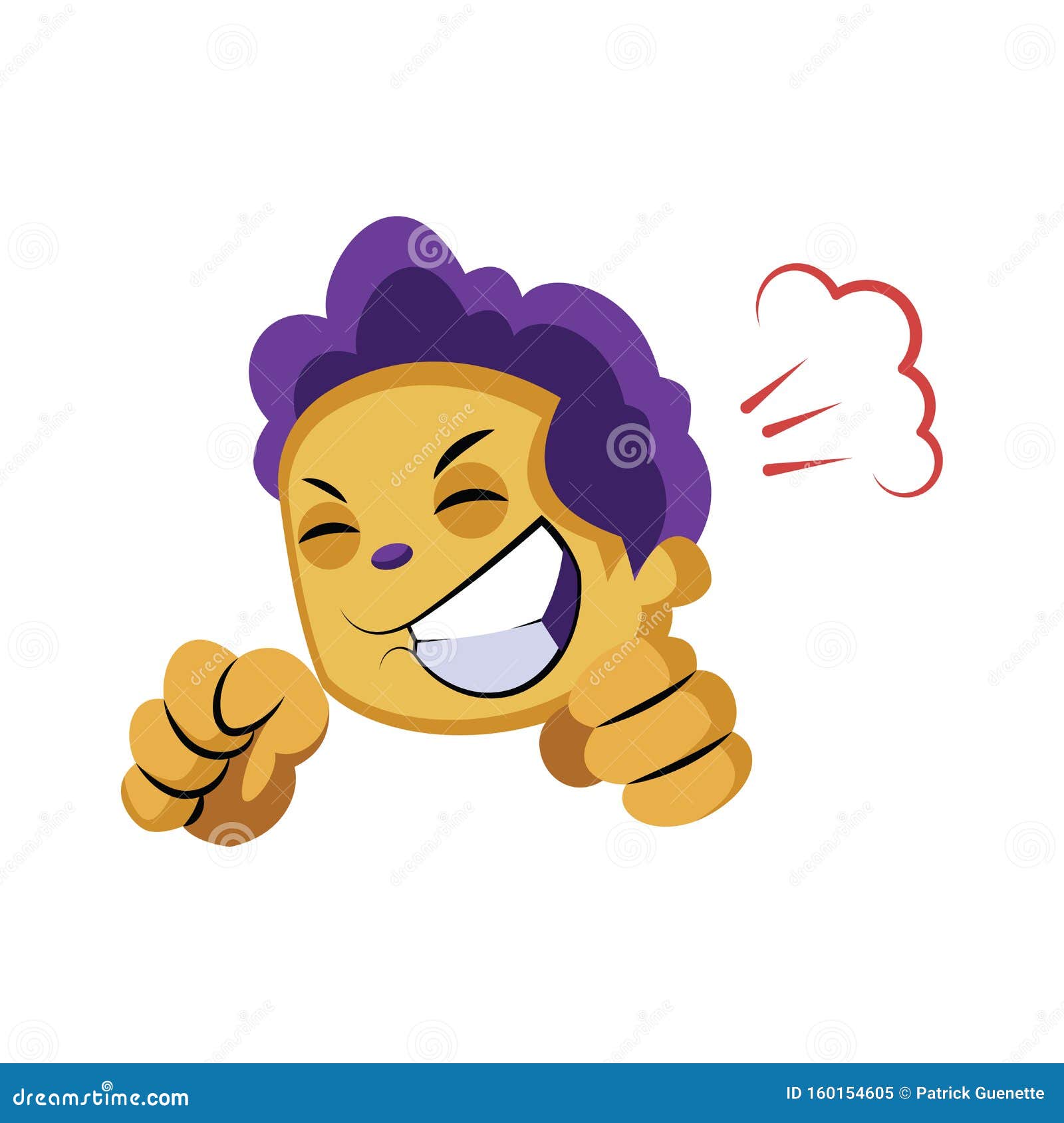 Excited Yellow Boy with Purple Hair Vector Sticker Illustration on a Stock  Vector - Illustration of cartoon, character: 160154605