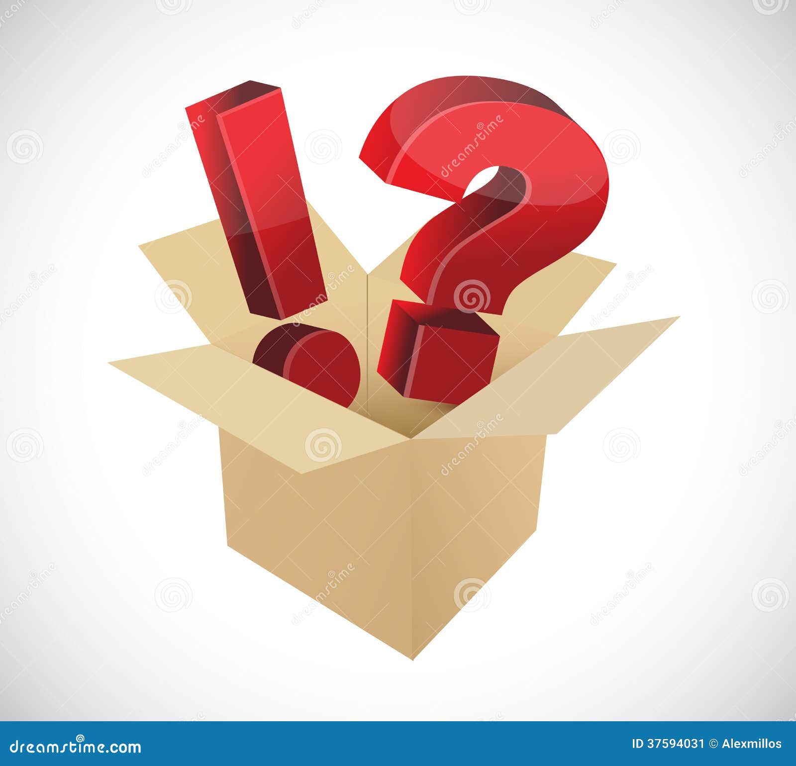 Exclamation and Question Marks Inside a Box. Stock Illustration