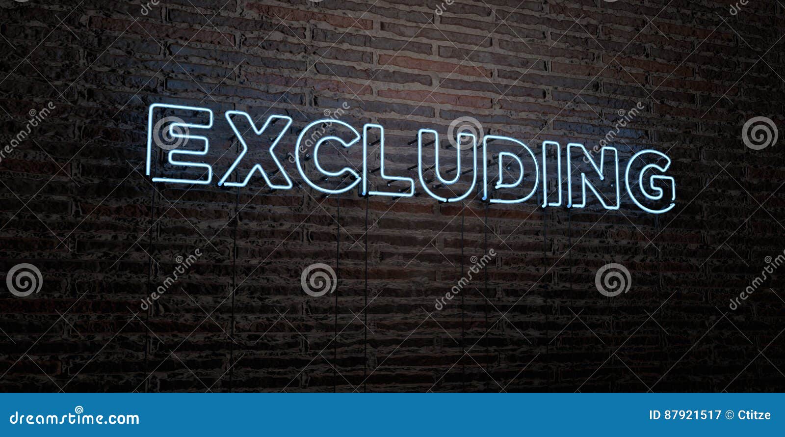 excluding -realistic neon sign on brick wall background - 3d rendered royalty free stock image