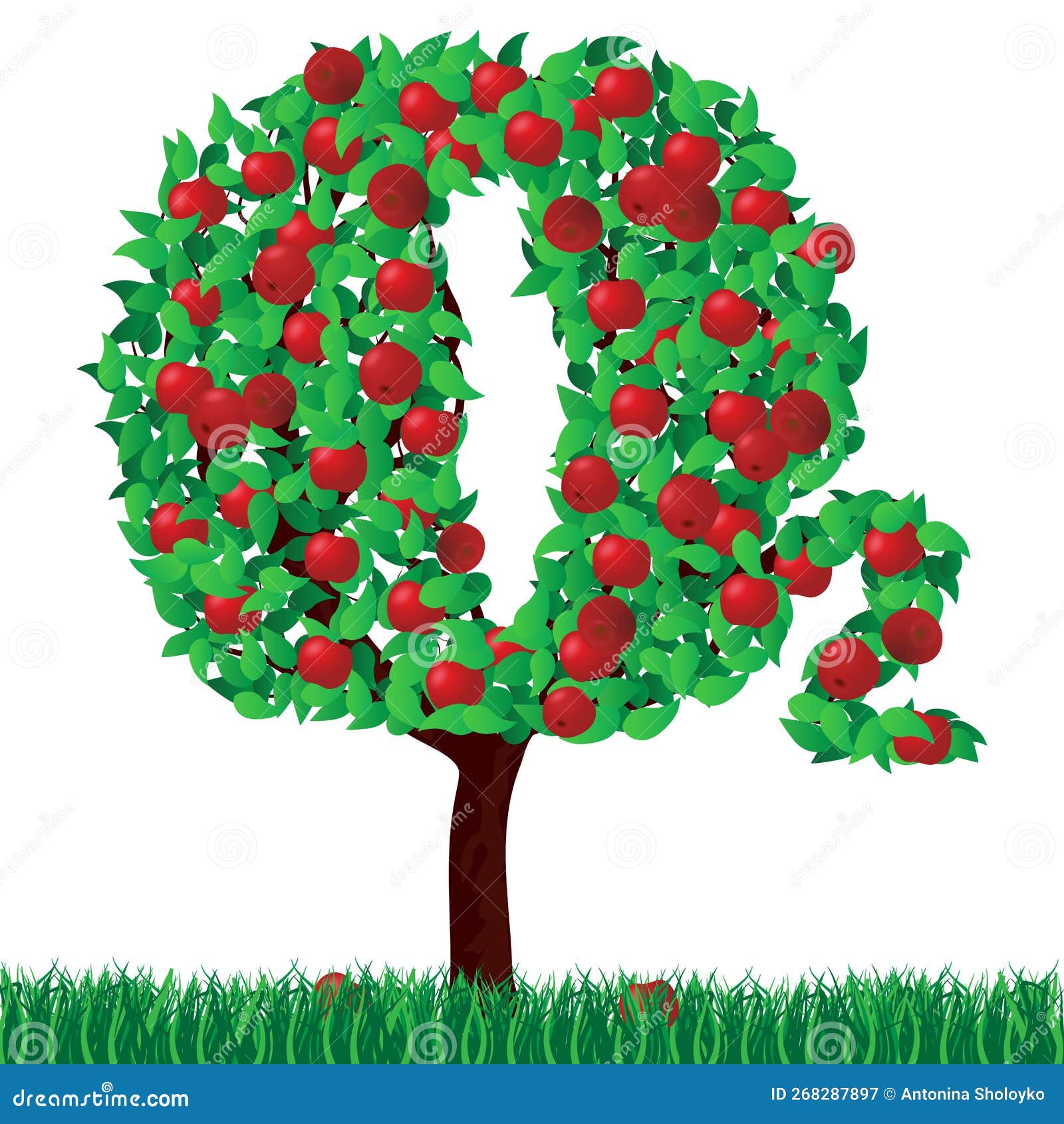 Exclusief. Een Appelboom in De Vorm Van De Chemische Formule Van Zuurstof. Een Boom Met Groene
