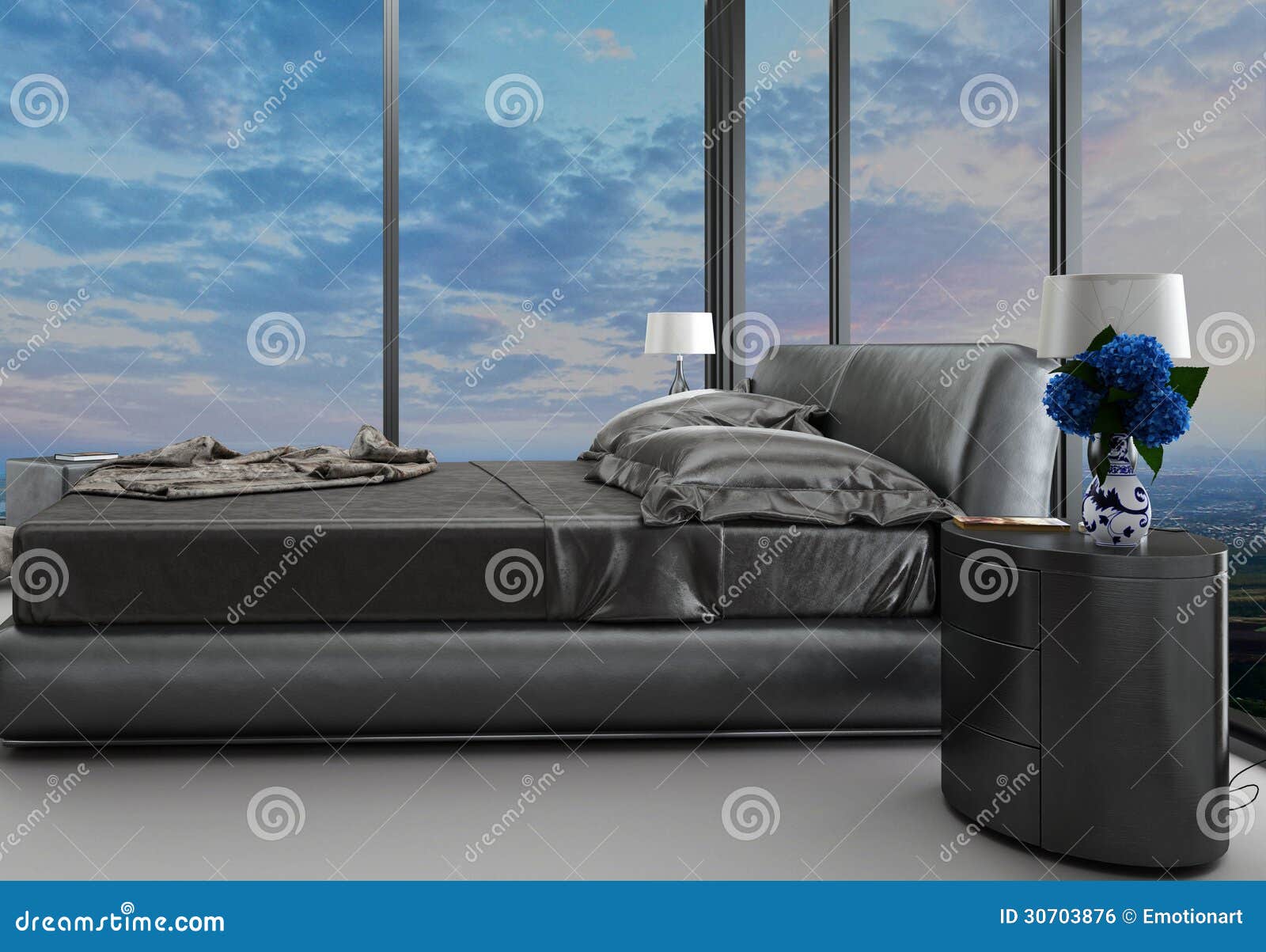 Exclusive Modern Design Bedroom with Aerial View Stock Photo Image of