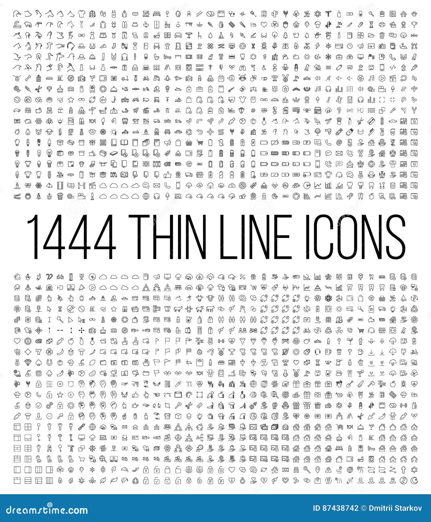 exclusive 1444 thin line icons set.