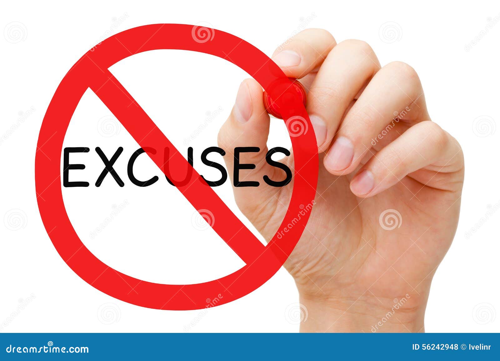excuses prohibition sign concept