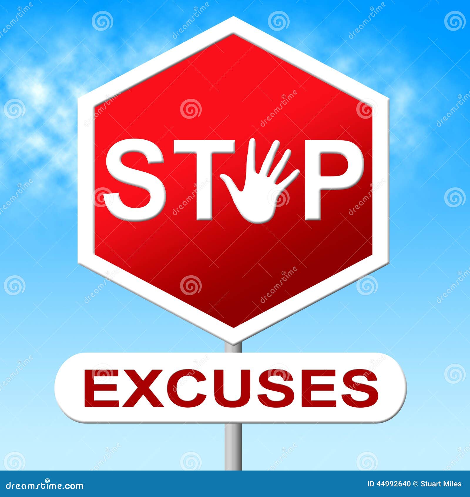 Excuses Stop Represents Warning Sign and Danger Stock Illustration