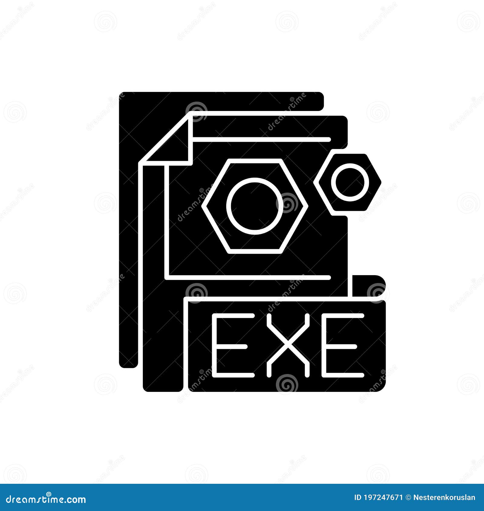 exe file black glyph icon