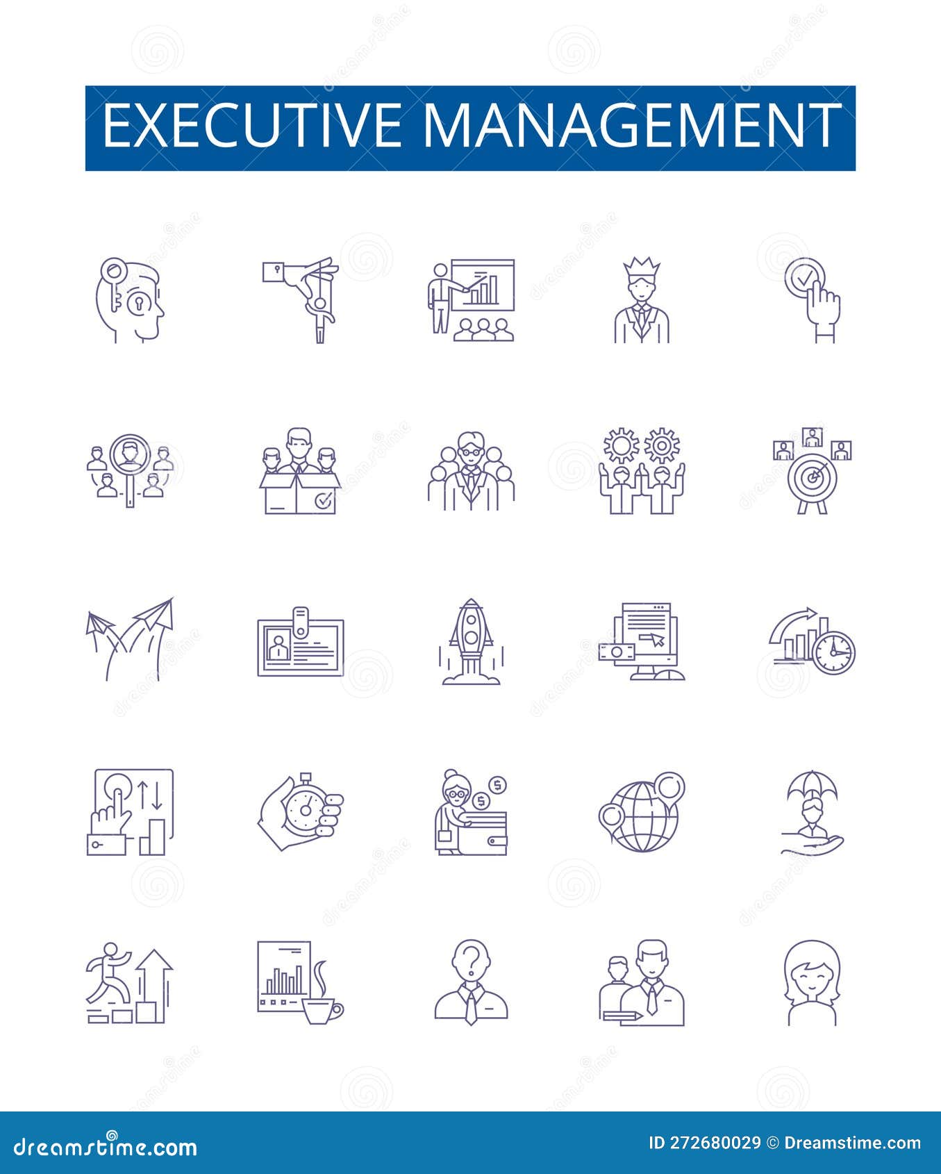 executive management line icons signs set.  collection of leadership, directors, decisionmaking, executives