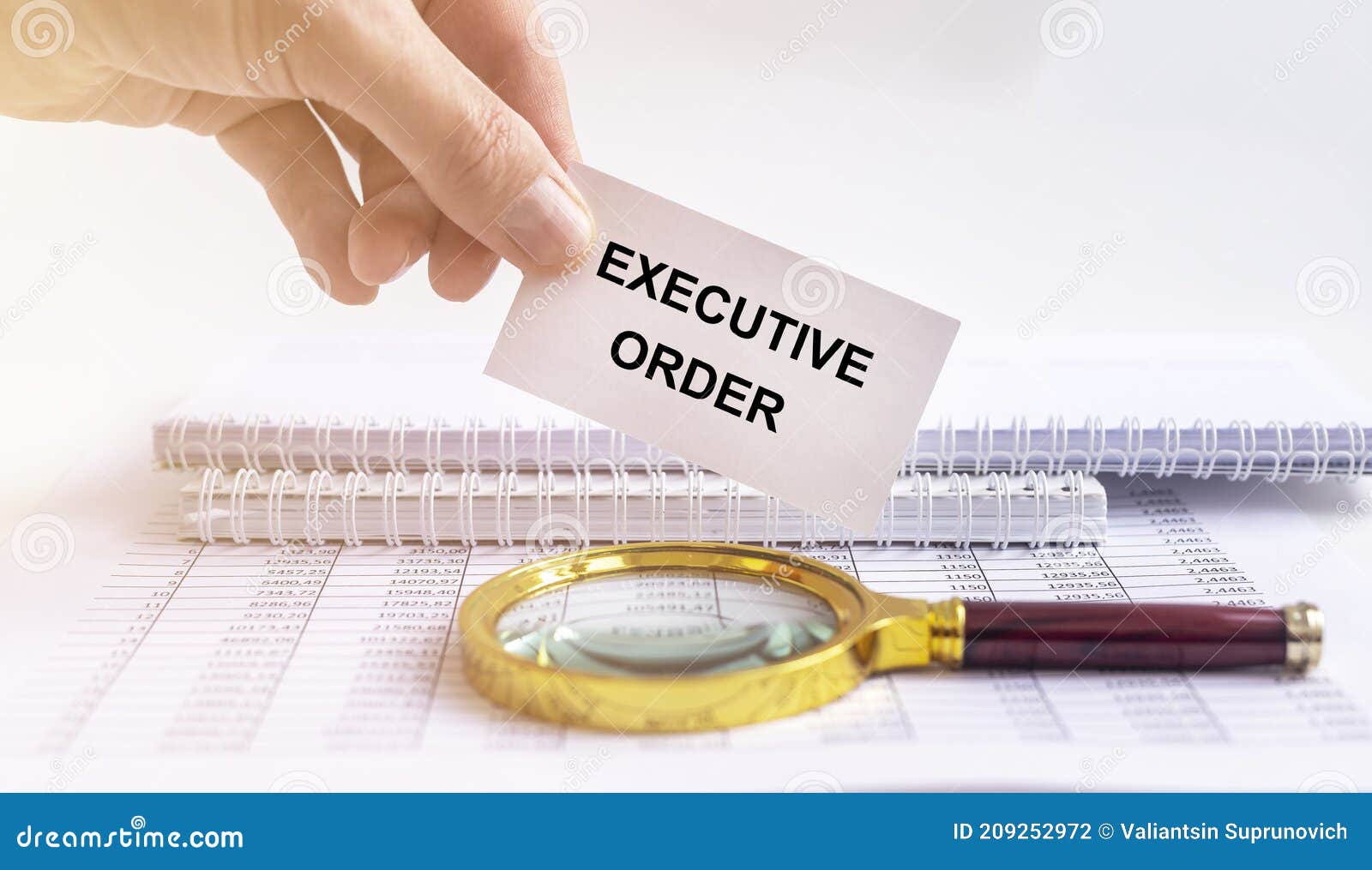 Executive Order Inscription. President`s Law and Legislation Stock